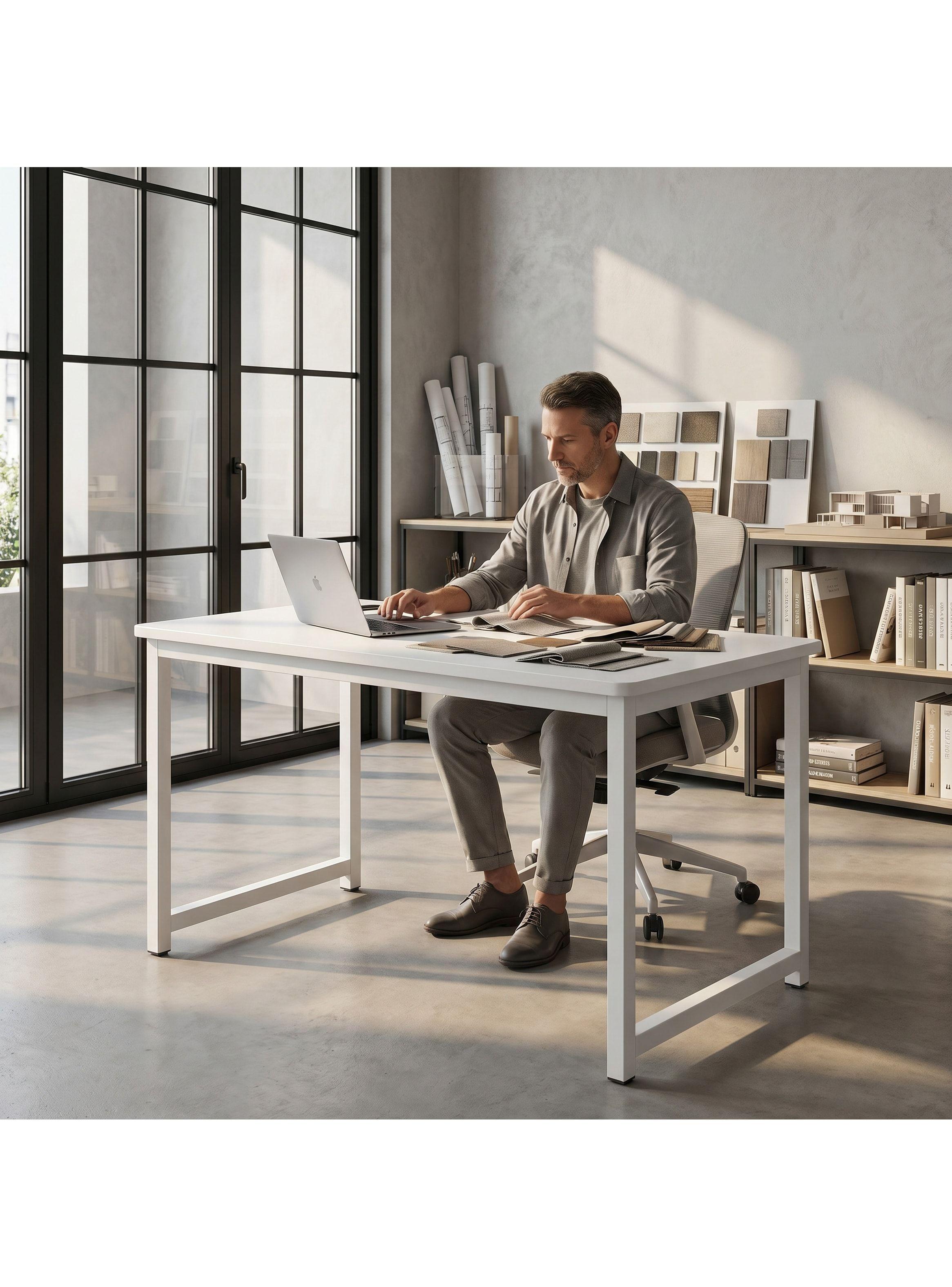 Escritorio Moderno Luciana Oficina Madera 100x60x75cm Blanco-7