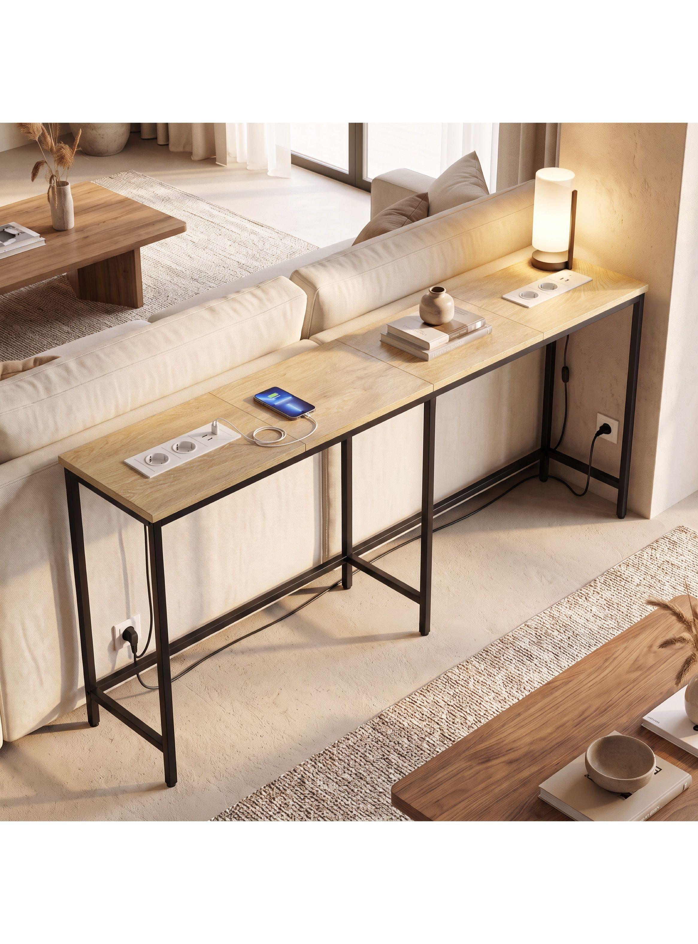 Mesa Lateral Con Enchufe Mireille Para Sofá Y Carga Usb YN166180TP-4