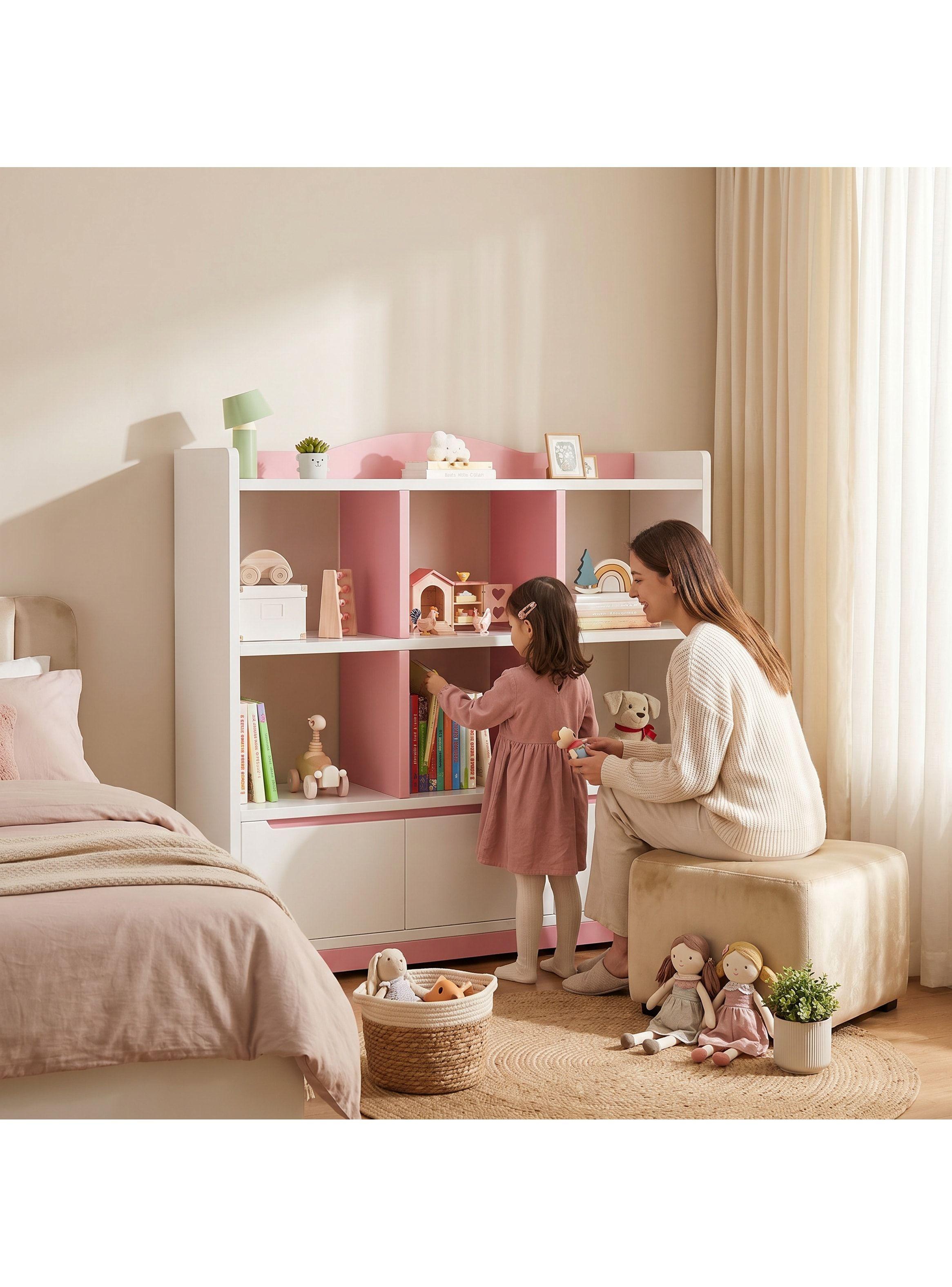 Biblioteca Niño Multiuso Living Escritorio Libros 100x24x118 Rosado-6