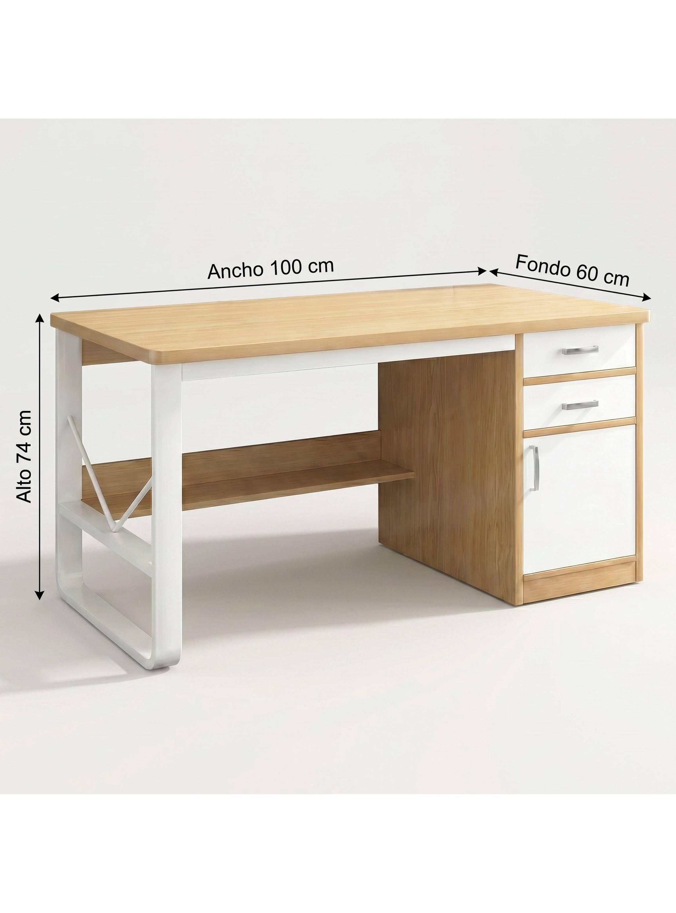 Escritorio Moderno Con Cajoneras 100x60x72cm Para Oficina Marrón-2