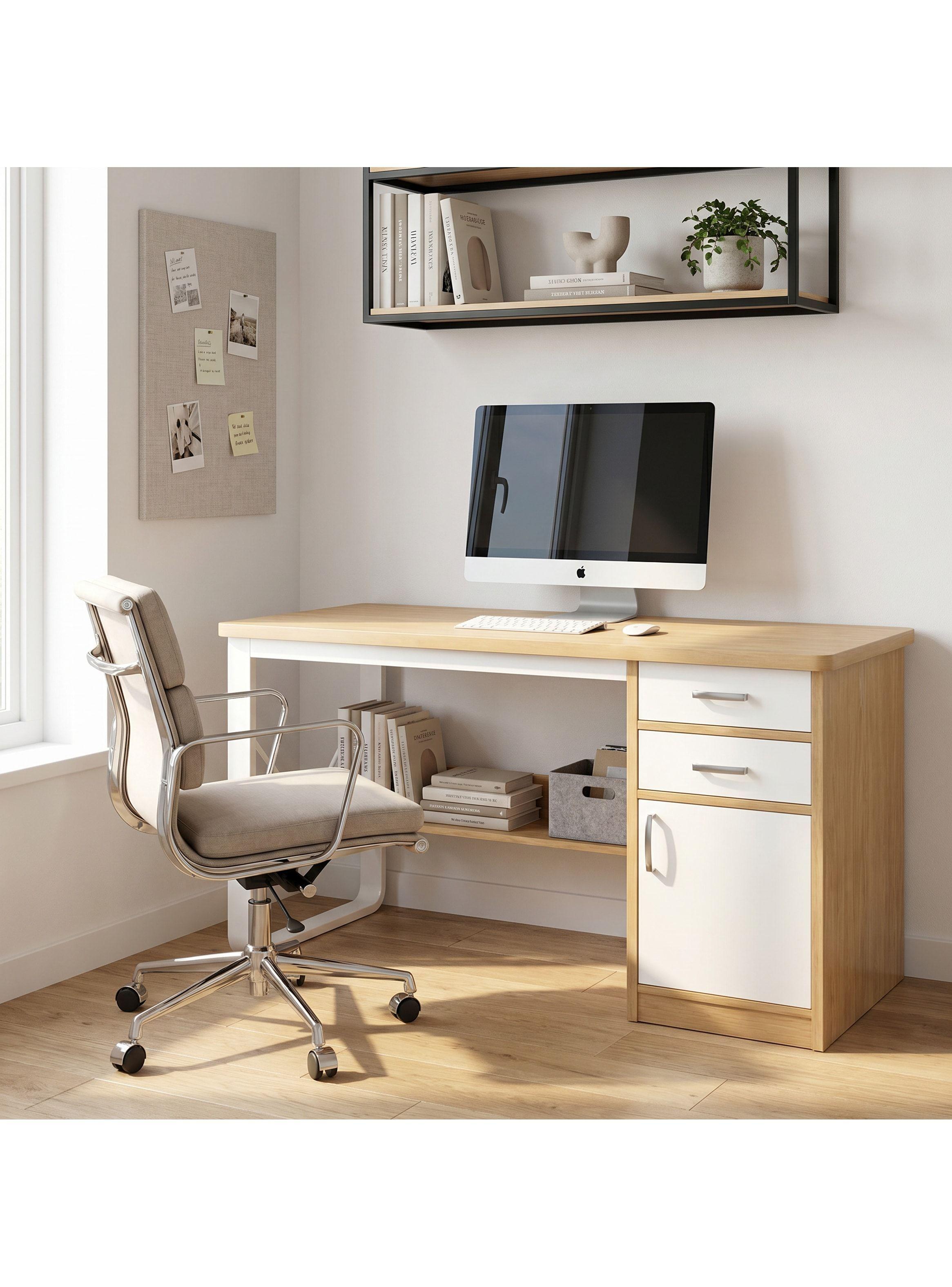 Escritorio Moderno Con Cajoneras 100x60x72cm Para Oficina Marrón-4
