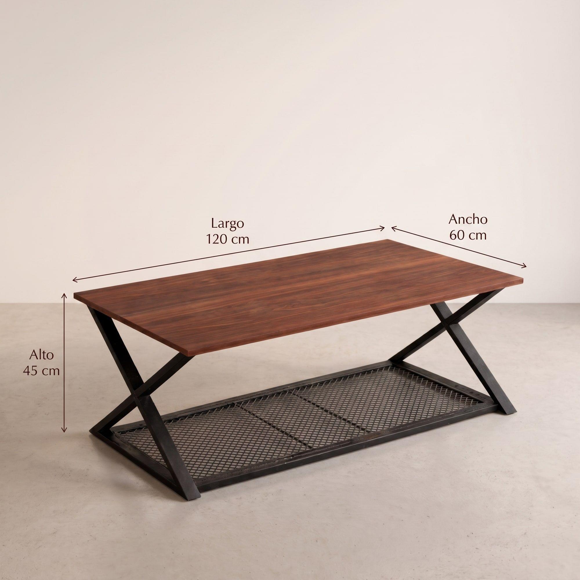 Mesa De Centro Minimalista Con Cubierta De Melamina 60x120cm Marrón Oscuro-2