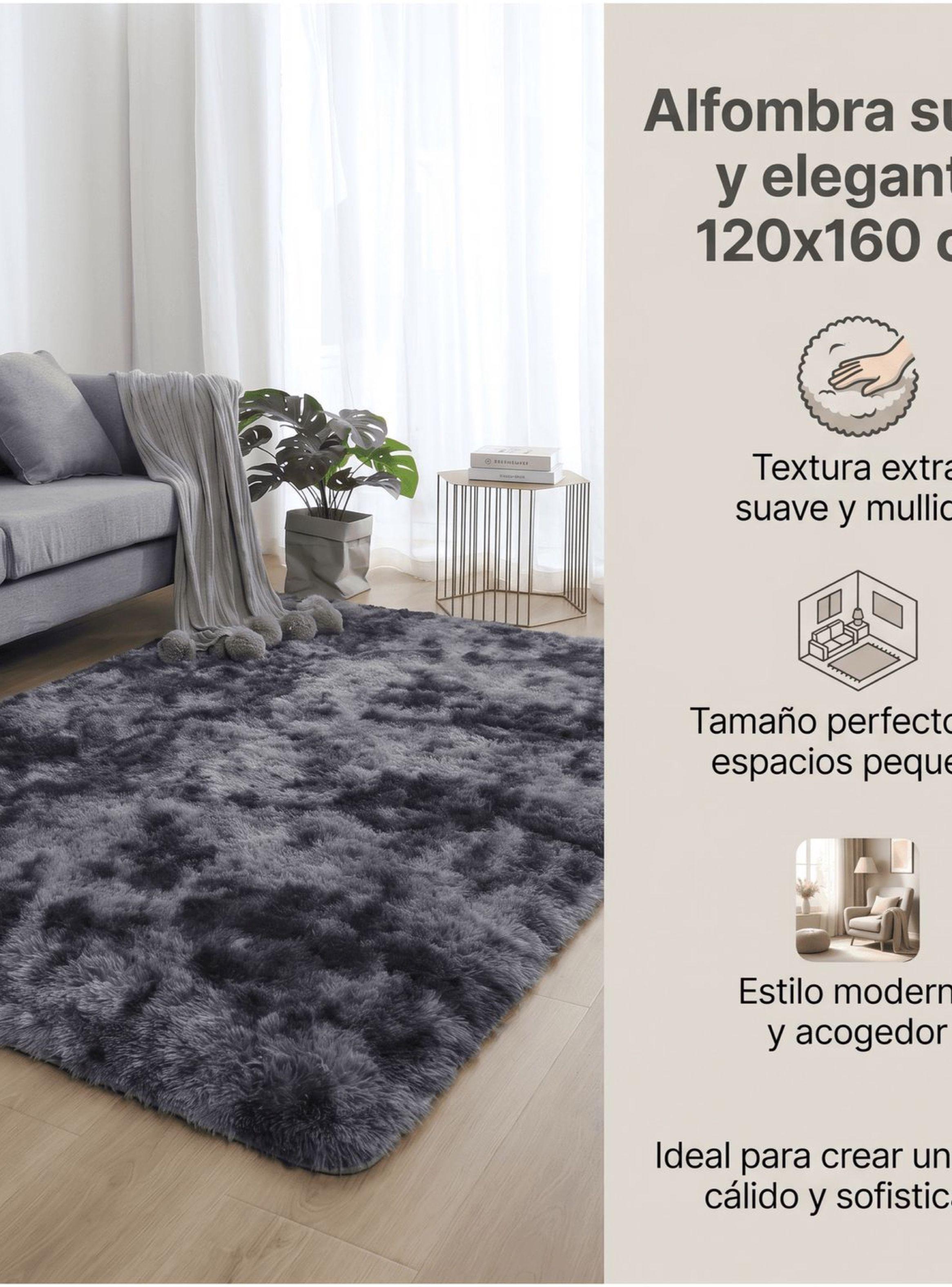 Alfombra Peluda Super Suave 120x160cm Homer Design Gris Oscuro-1