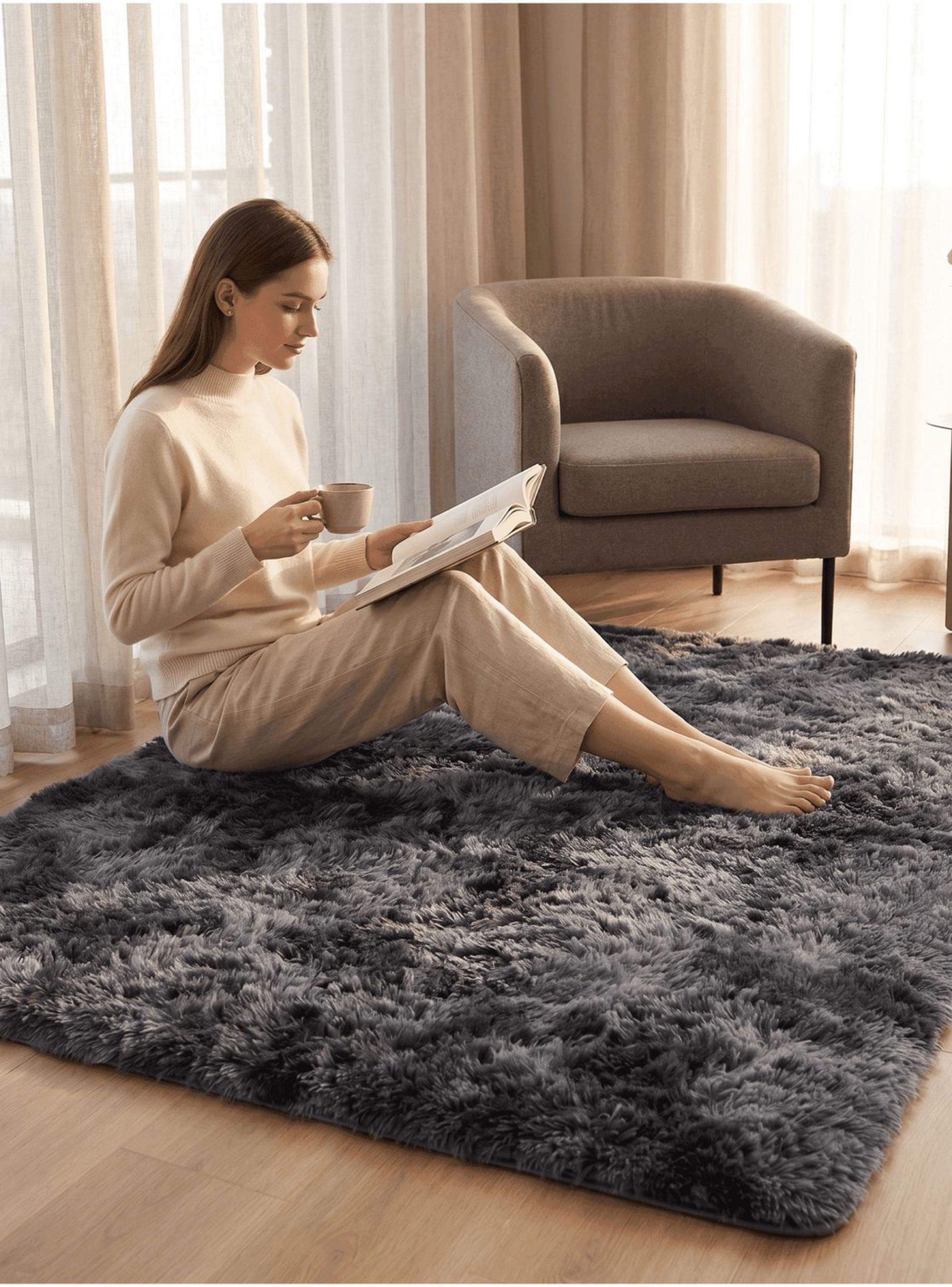 Alfombra Peluda Super Suave 120x160cm Homer Design Gris Oscuro-5