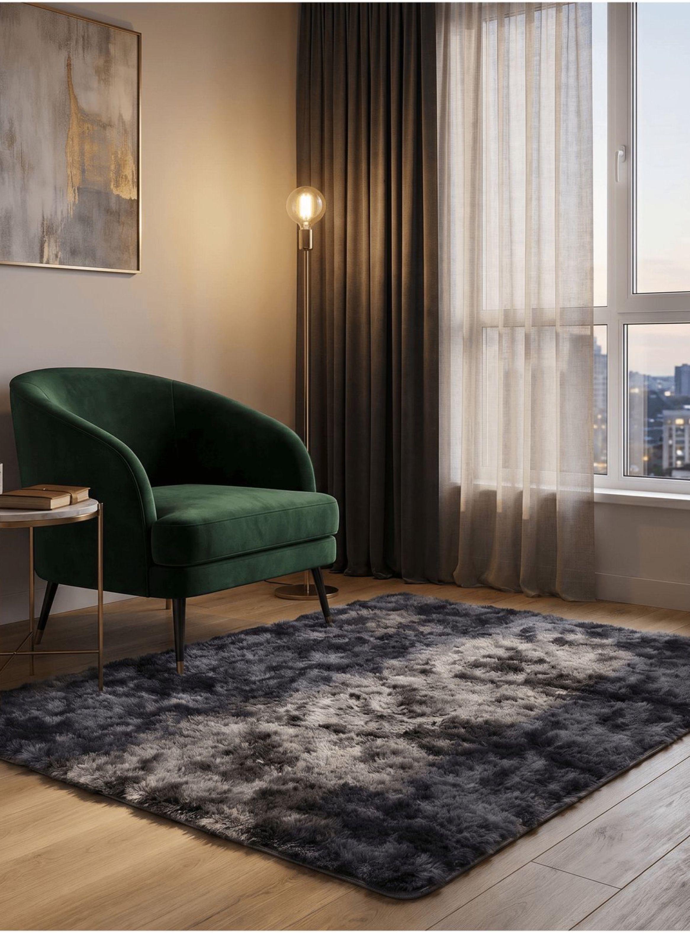 Alfombra Peluda Super Suave 120x160cm Homer Design Gris Oscuro-6