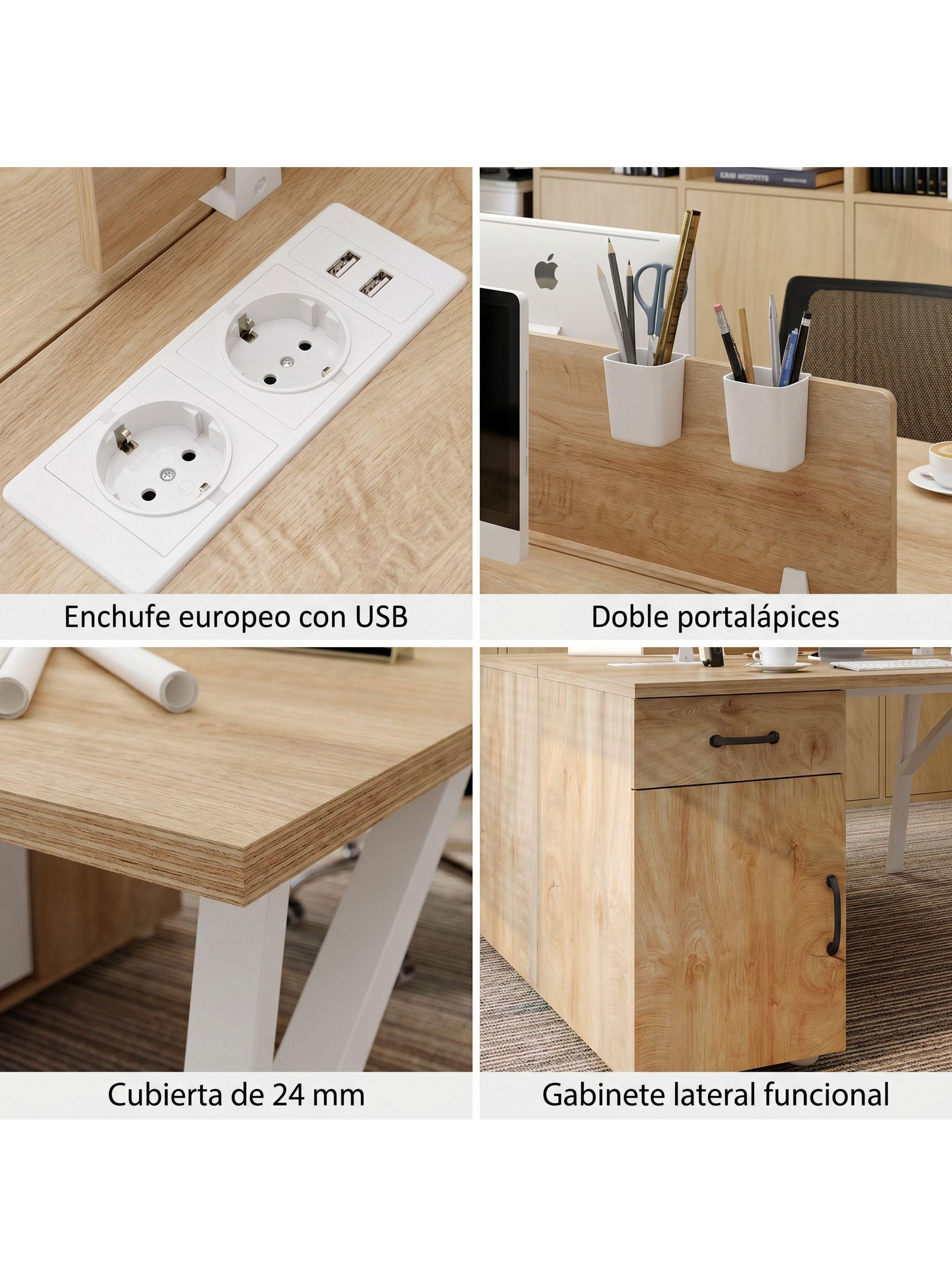 Escritorio Homer Design Yn147c Melamina De 120cm X 75cm X 120cm Marrón Mate-3
