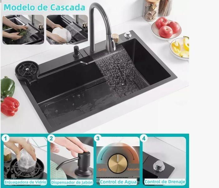Combo Lavaplato Empotrado80x45cm Acero Inoxidable Cuchillero-1