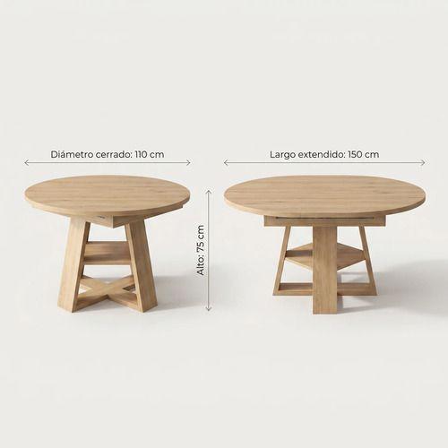 Mesa Comedor Isidora Extendible 110-150cm Con Almacenamiento Marrón Claro-2