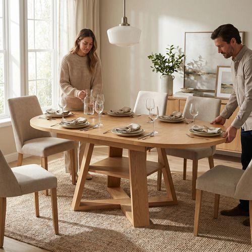 Mesa Comedor Isidora Extendible 110-150cm Con Almacenamiento Marrón Claro-5
