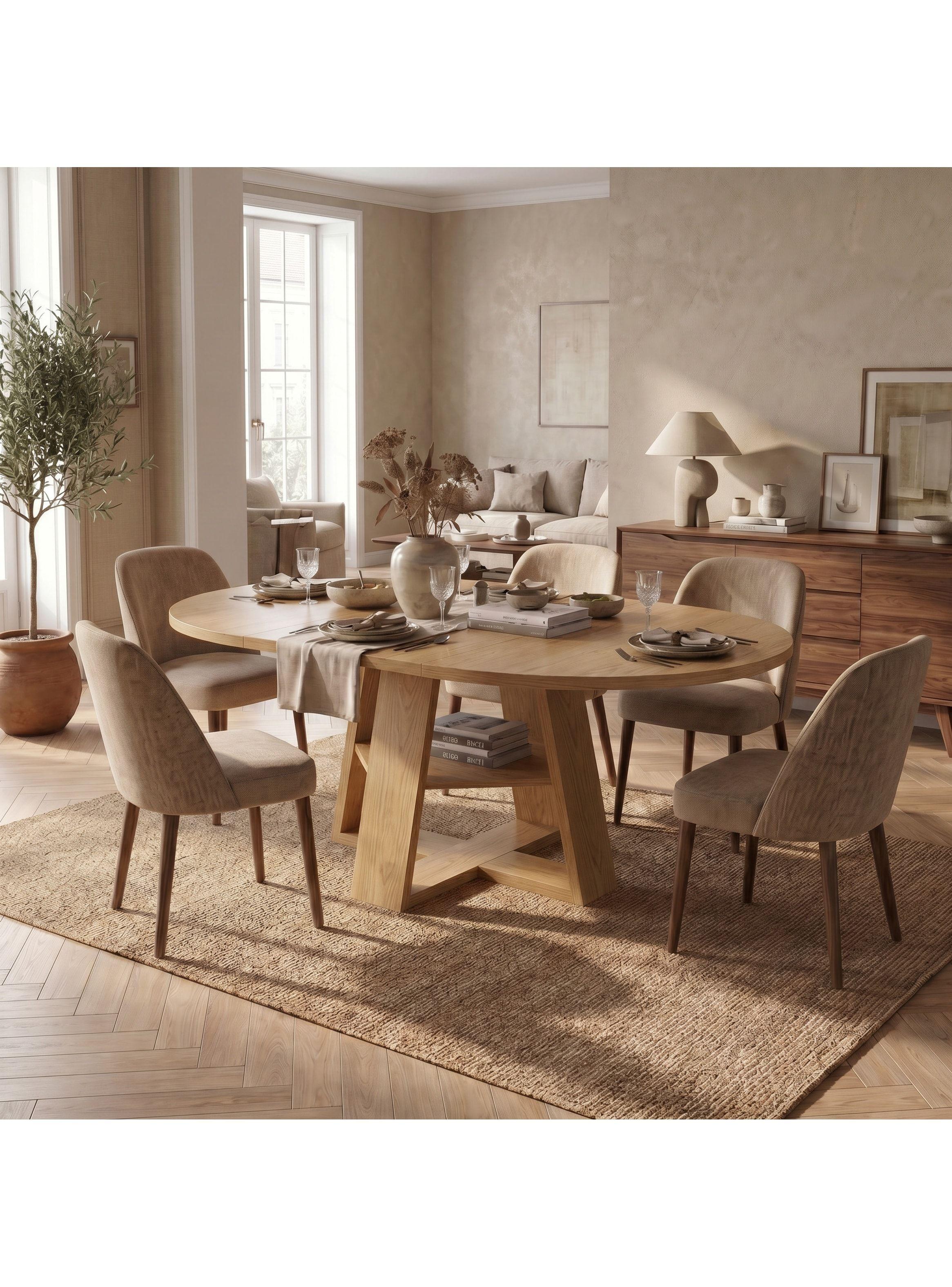 Mesa Comedor Isidora Extendible 110-150cm Con Almacenamiento Marrón Claro-0