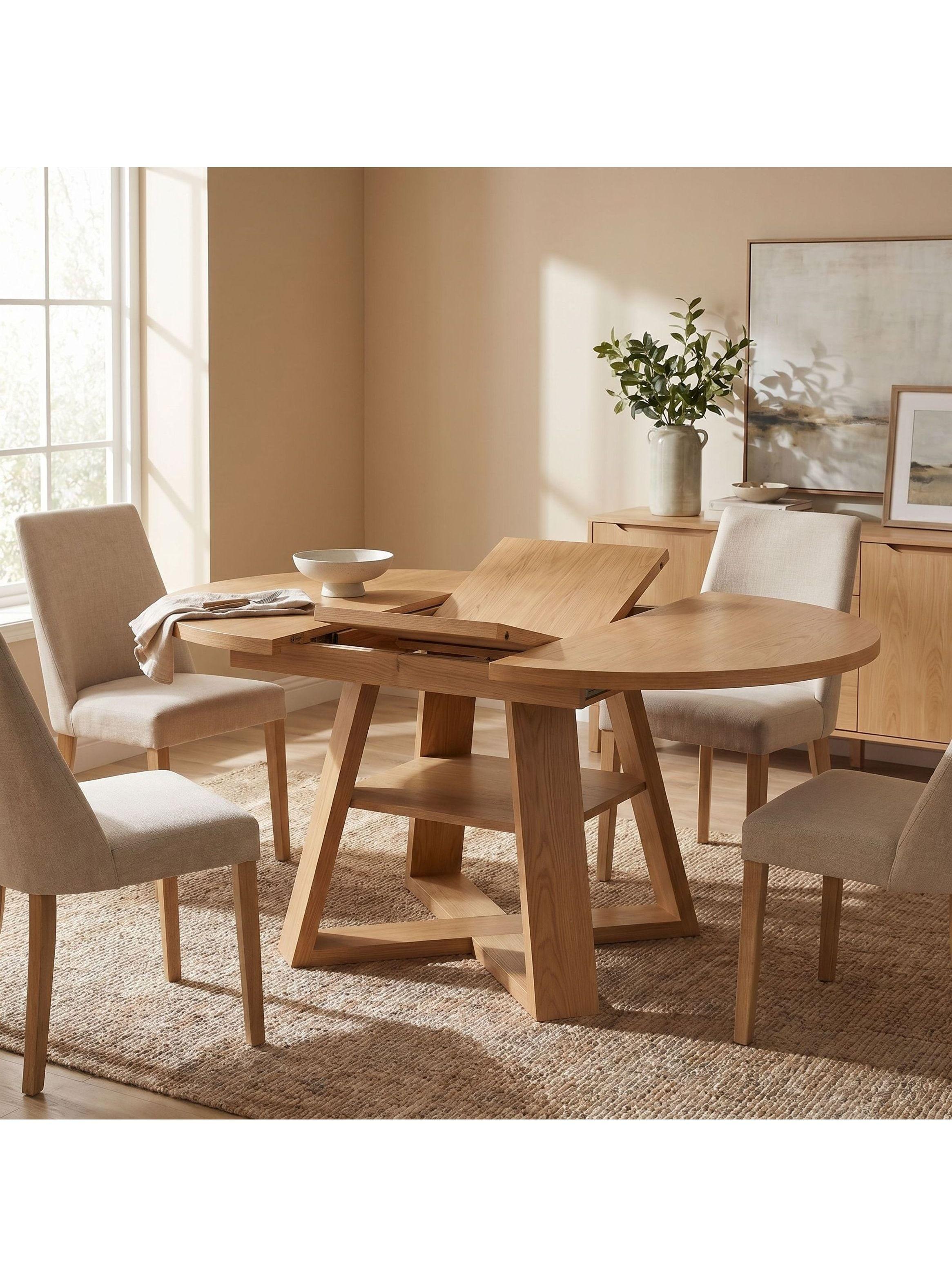 Mesa Comedor Isidora Extendible 110-150cm Con Almacenamiento Marrón Claro-4