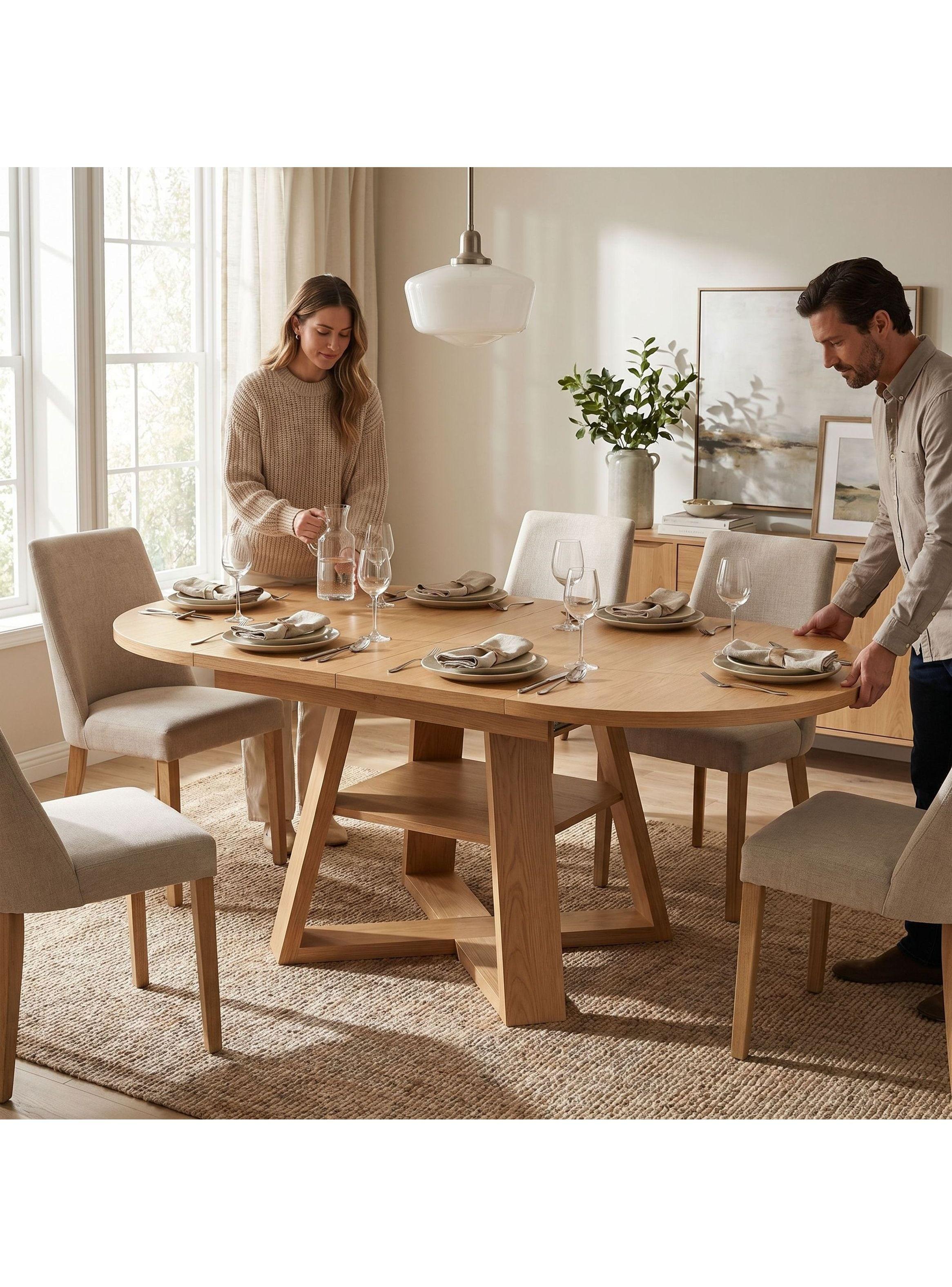 Mesa Comedor Isidora Extendible 110-150cm Con Almacenamiento Marrón Claro-5