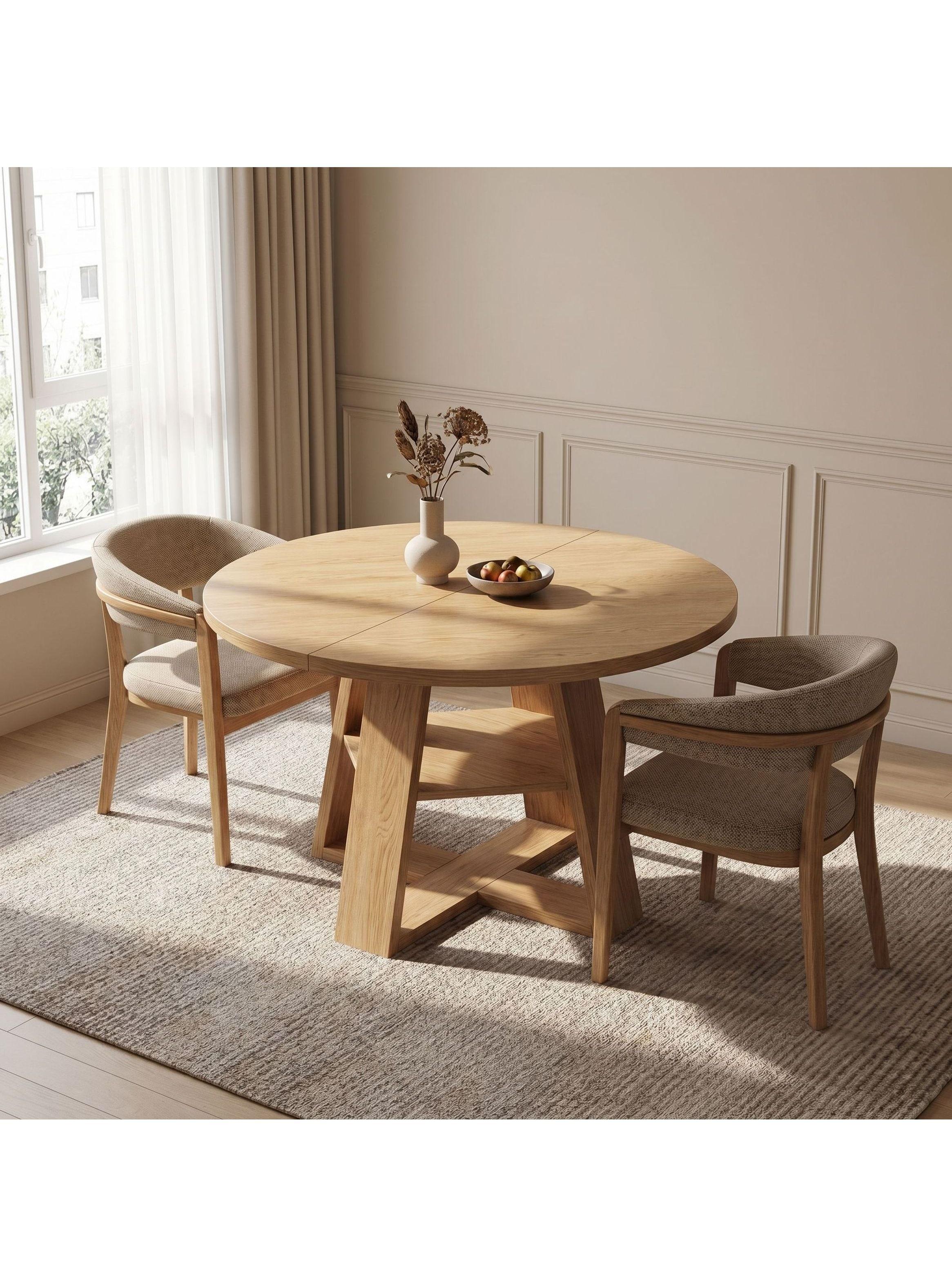 Mesa Comedor Isidora Extendible 110-150cm Con Almacenamiento Marrón Claro-6