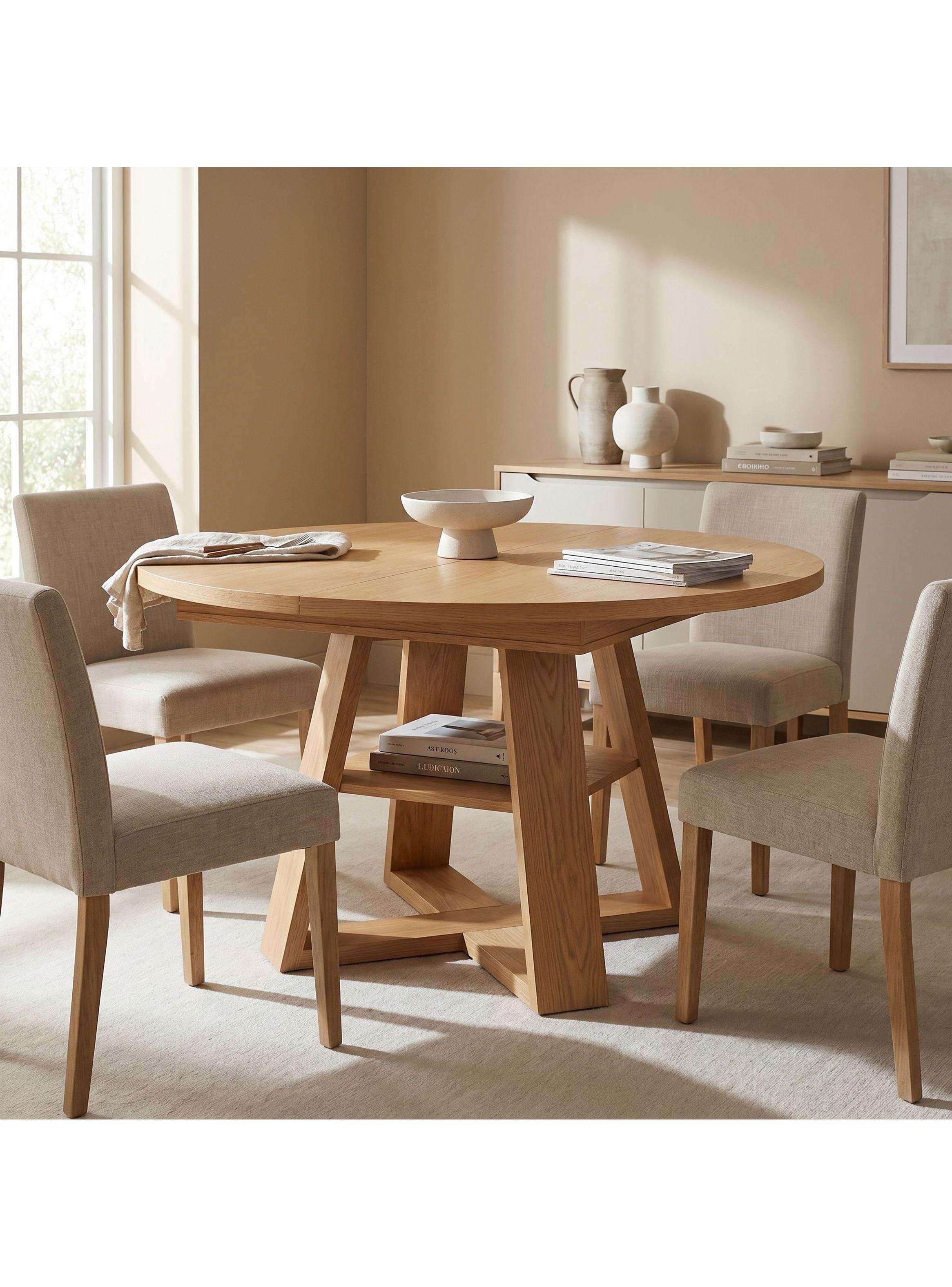 Mesa Comedor Isidora Extendible 110-150cm Con Almacenamiento Marrón Claro-7