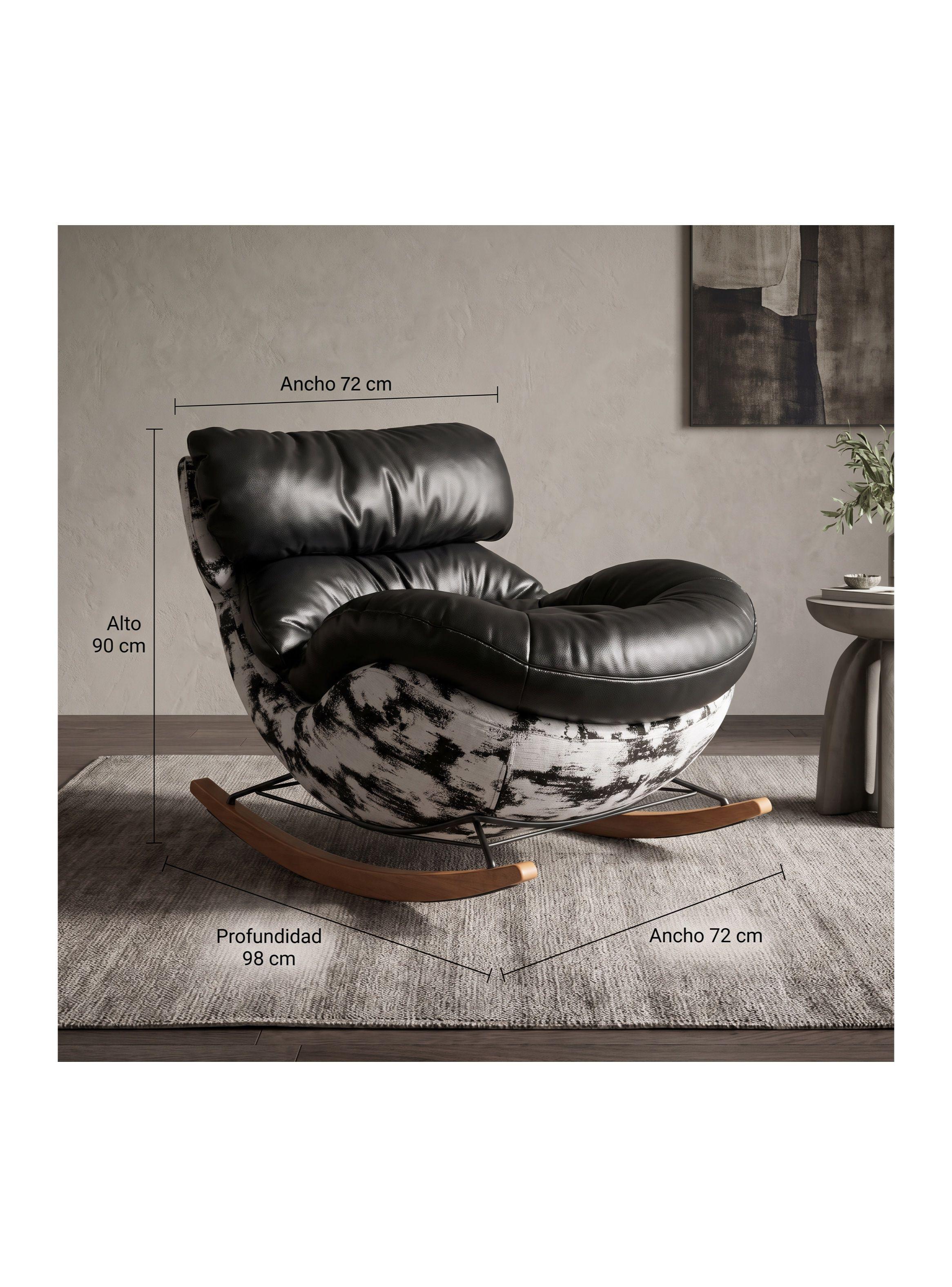 Sillón Alessia Mecedor Silla Mecedora Sitial Individual Negro Liso-2