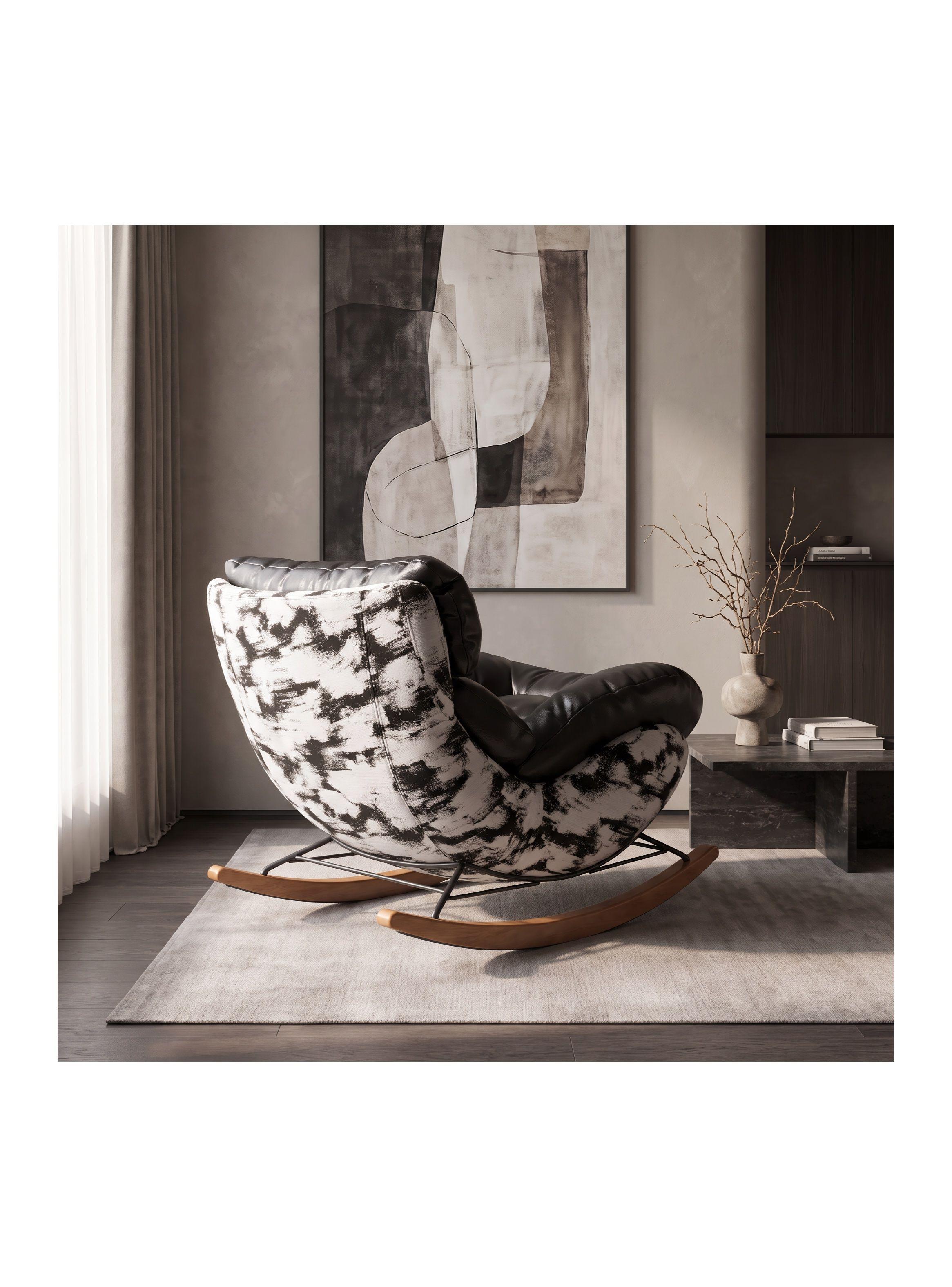 Sillón Alessia Mecedor Silla Mecedora Sitial Individual Negro Liso-4