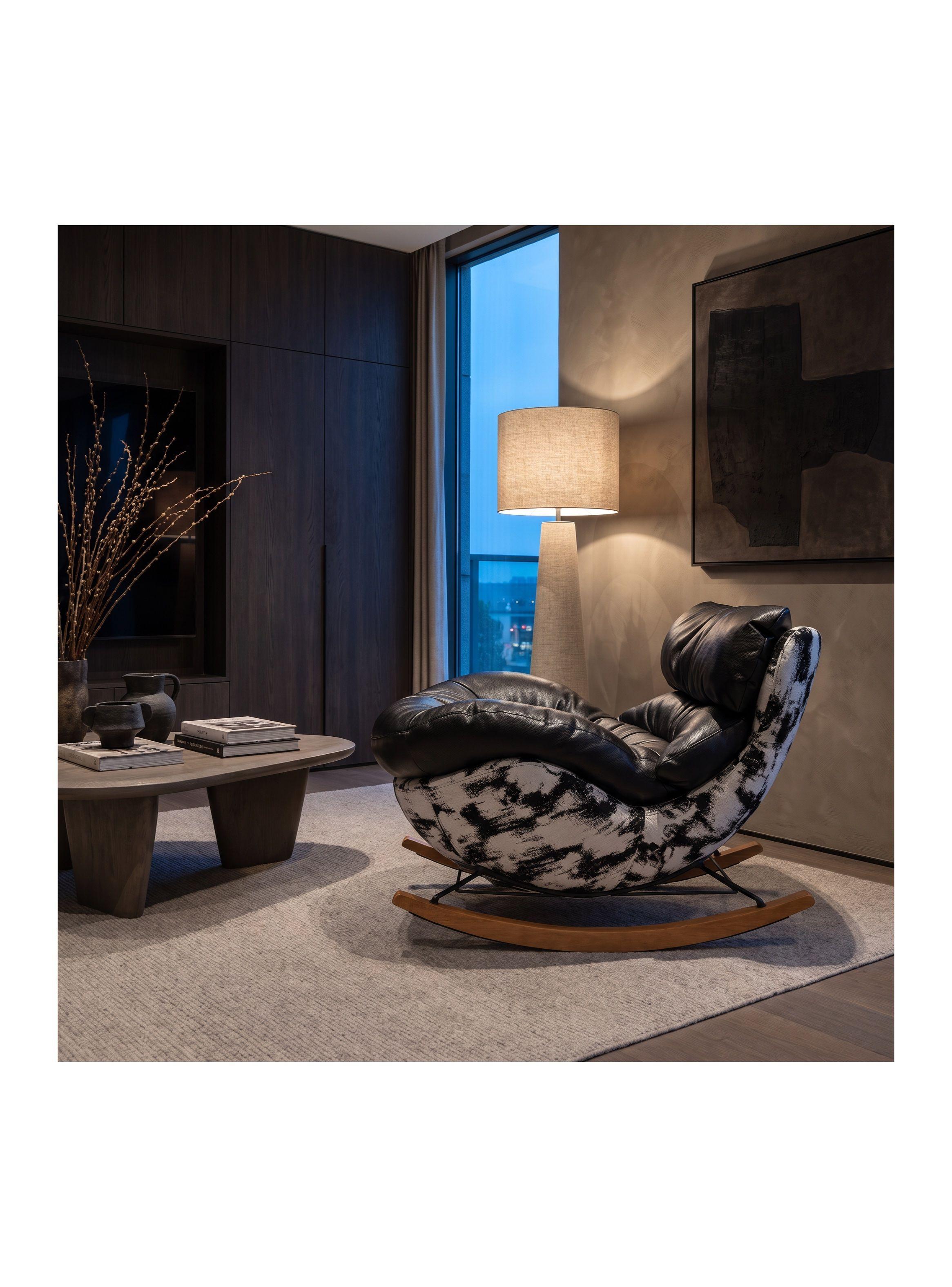 Sillón Alessia Mecedor Silla Mecedora Sitial Individual Negro Liso-6