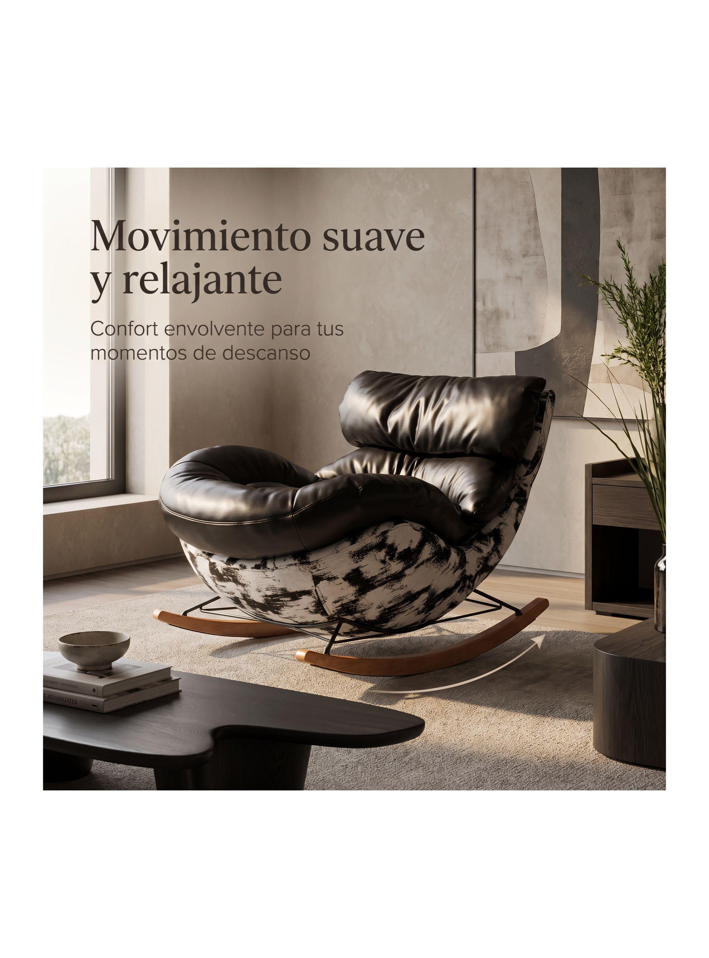 Sillón Alessia Mecedor Silla Mecedora Sitial Individual Negro Liso-7