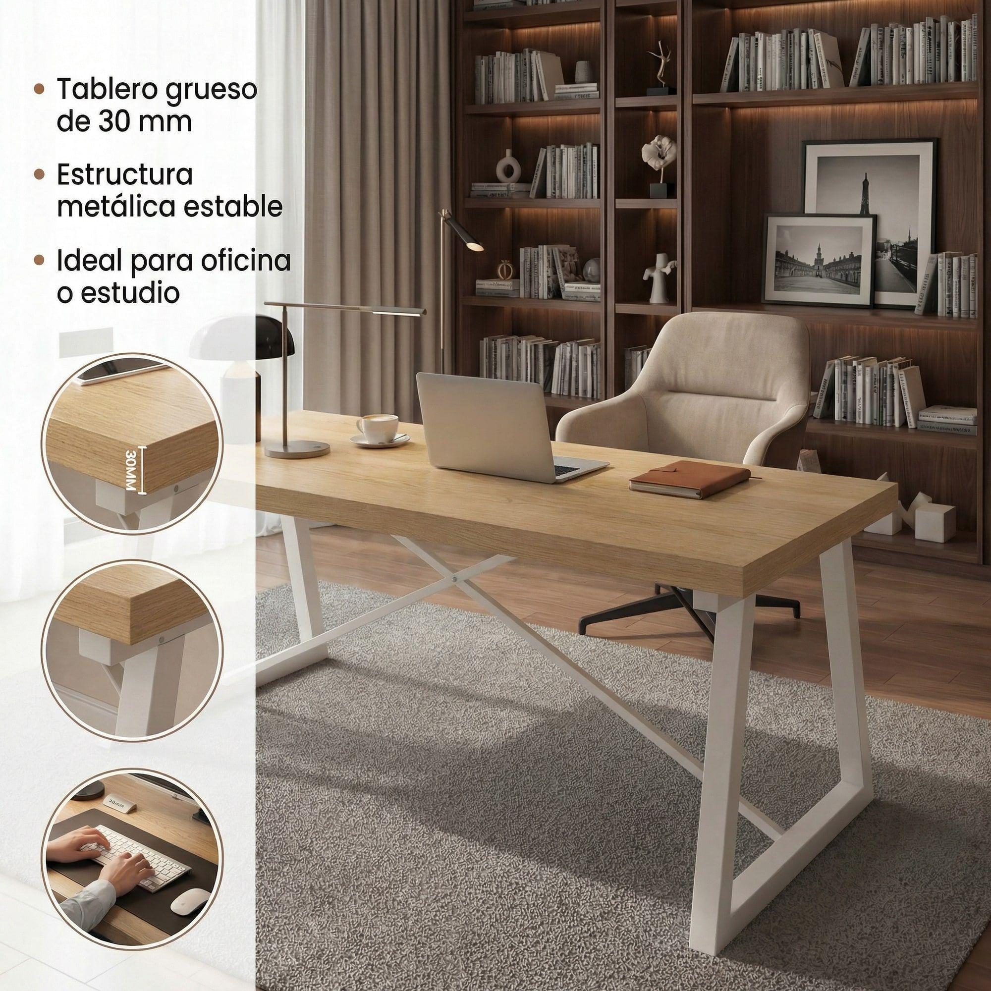 Escritorio Pata Metal Oficina 140x60x75cm Gruesa 30mm-2