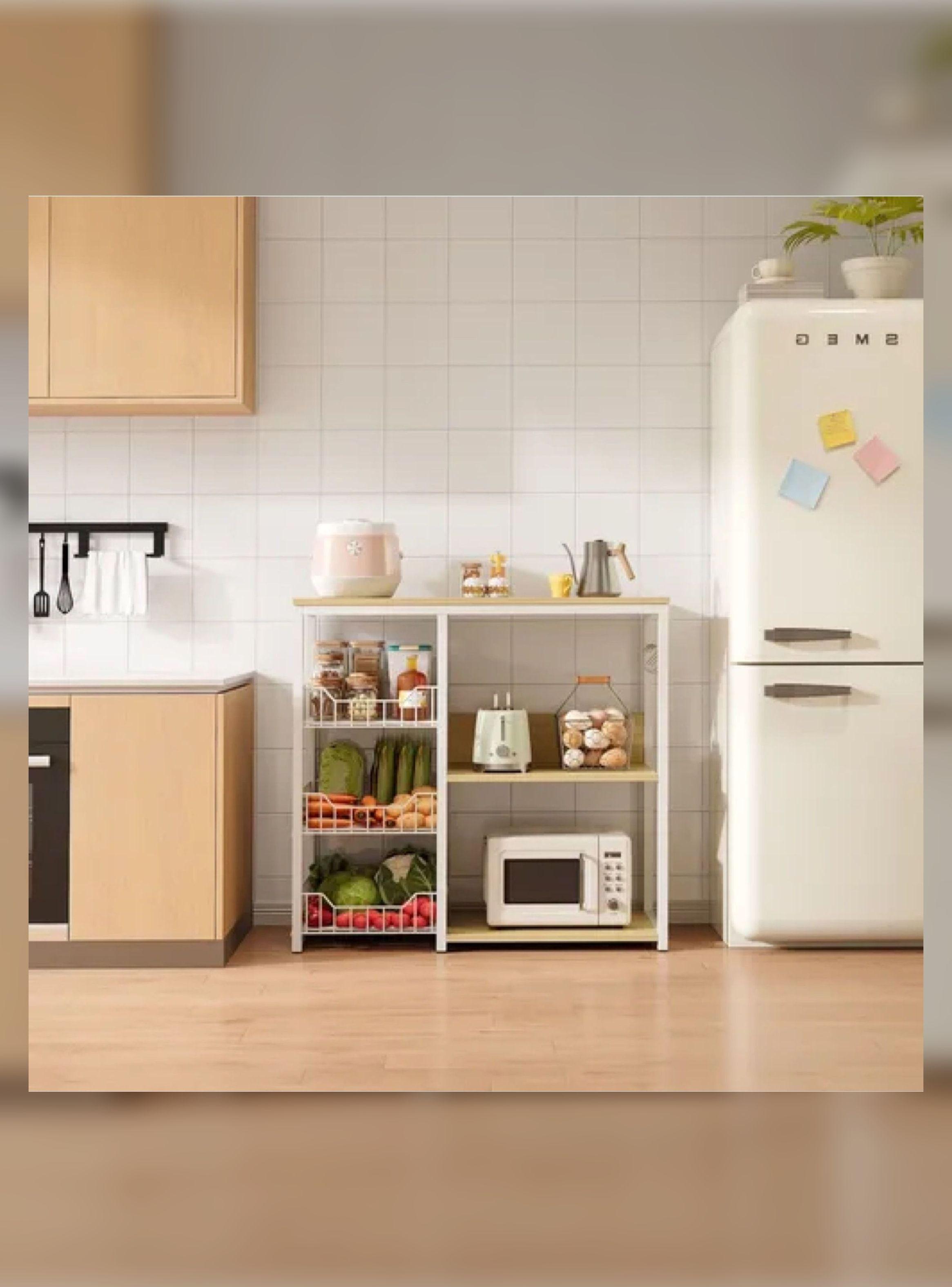 Estante Para Cocina Porta Microonda 80x80x35cm Multiuso Blanco-5