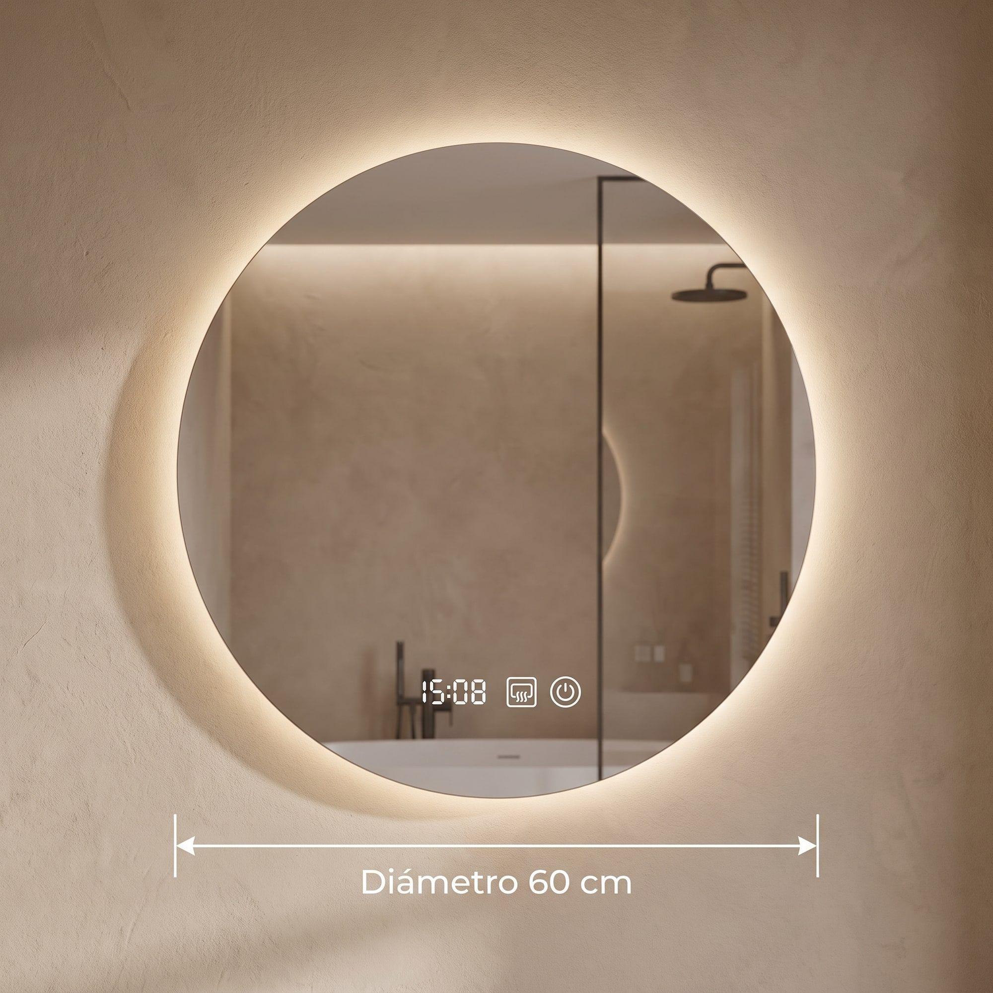Espejo Baños Inteligente Con Luz Variable Antiempañante 60cm Sin Circulo-2