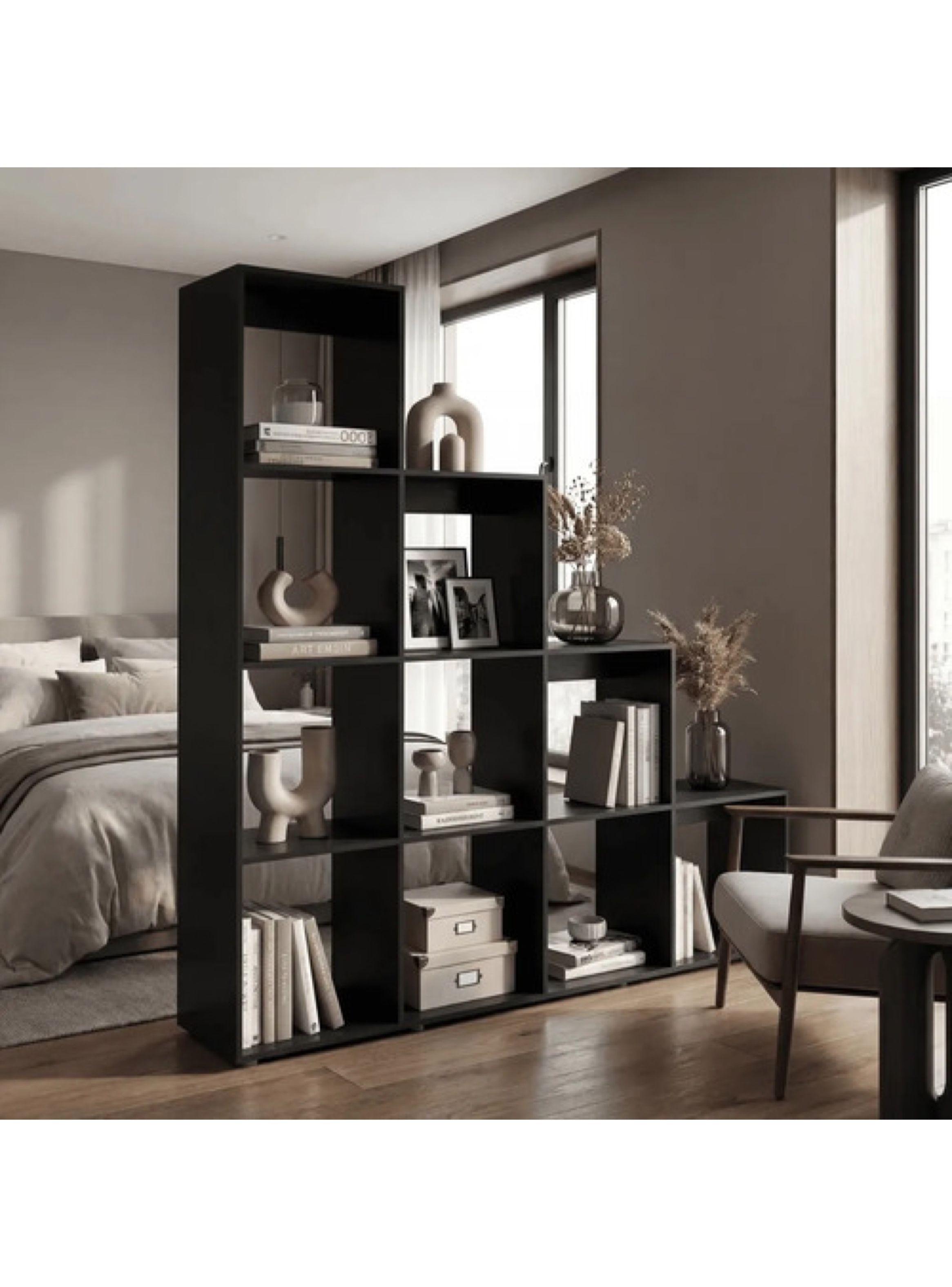 Organizador Repisa Estante Exhibición Para Living Librero Color Negro-5
