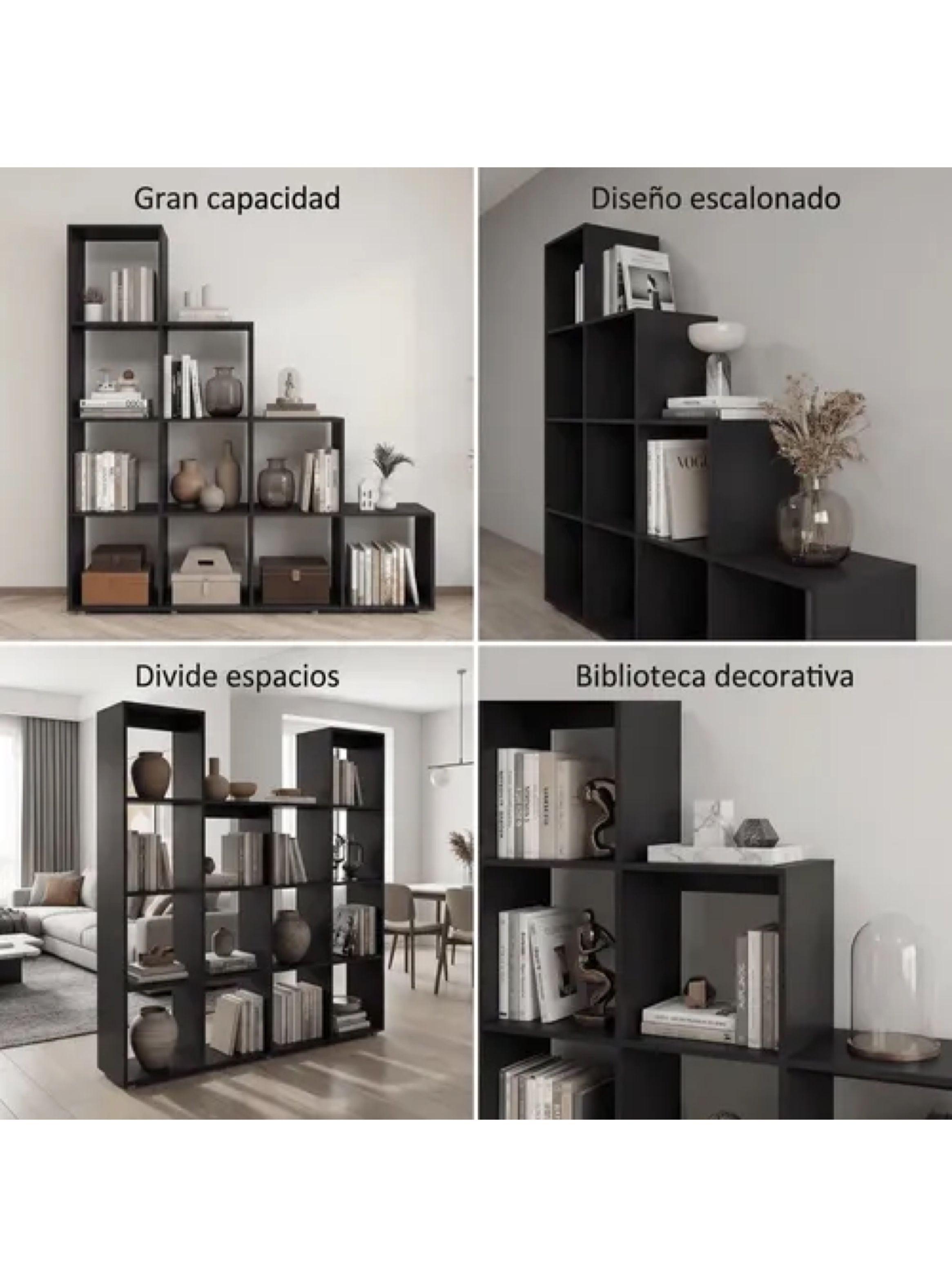 Organizador Repisa Estante Exhibición Para Living Librero Color Negro-6