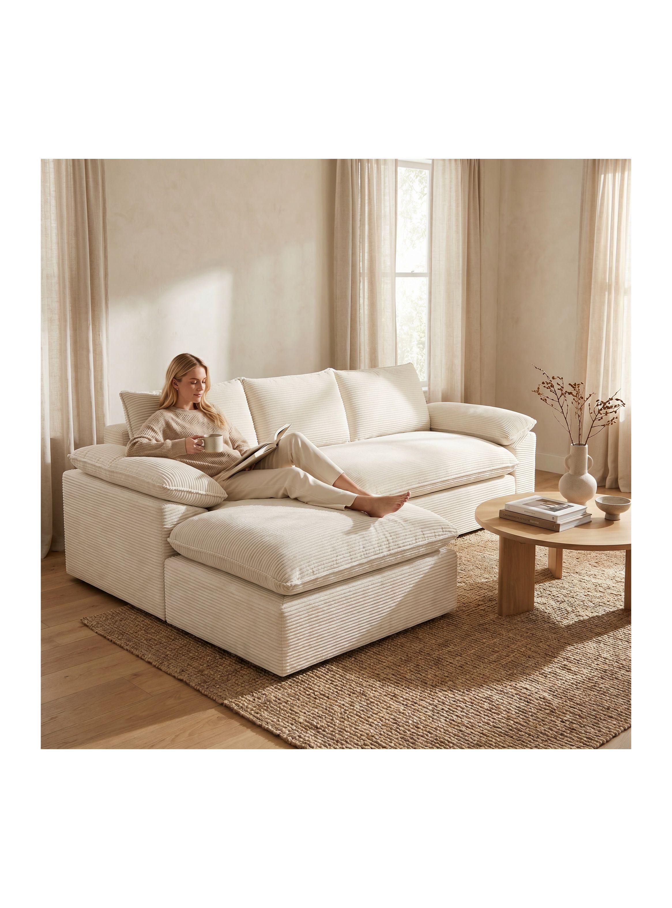Sofá Seccional Izquierdo Luciano Beige Rayado-5