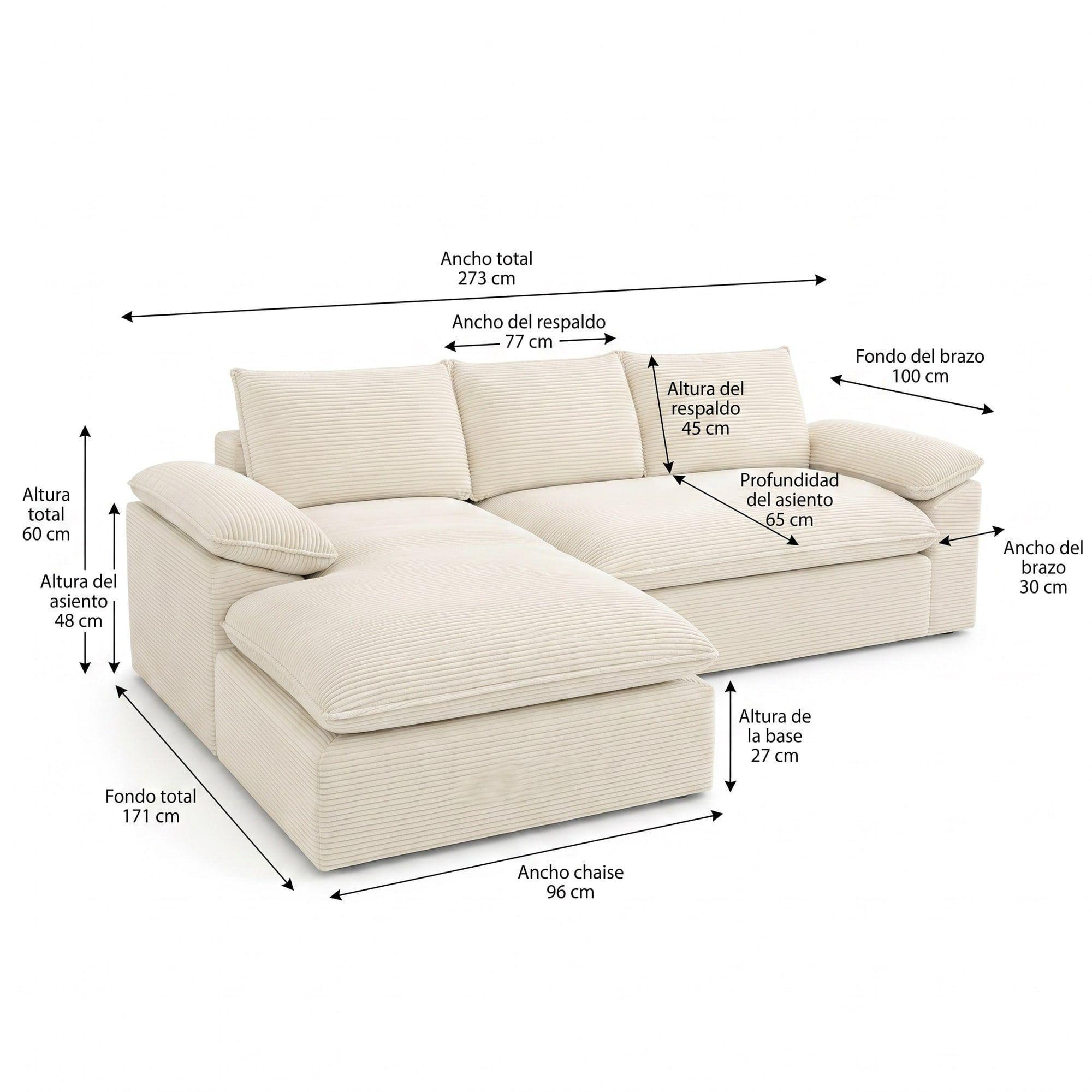 Sofá Seccional Izquierdo Luciano Resorte Independiente Beige Rayado-2