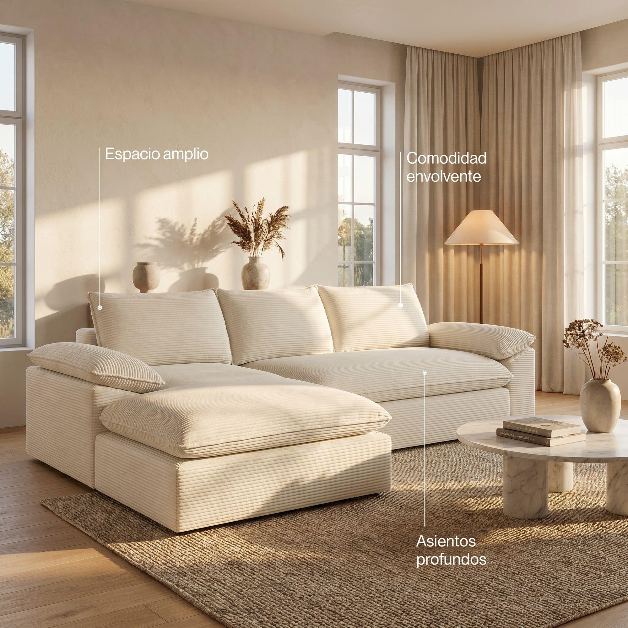Sofá Seccional Izquierdo Luciano Resorte Independiente Beige Rayado-6