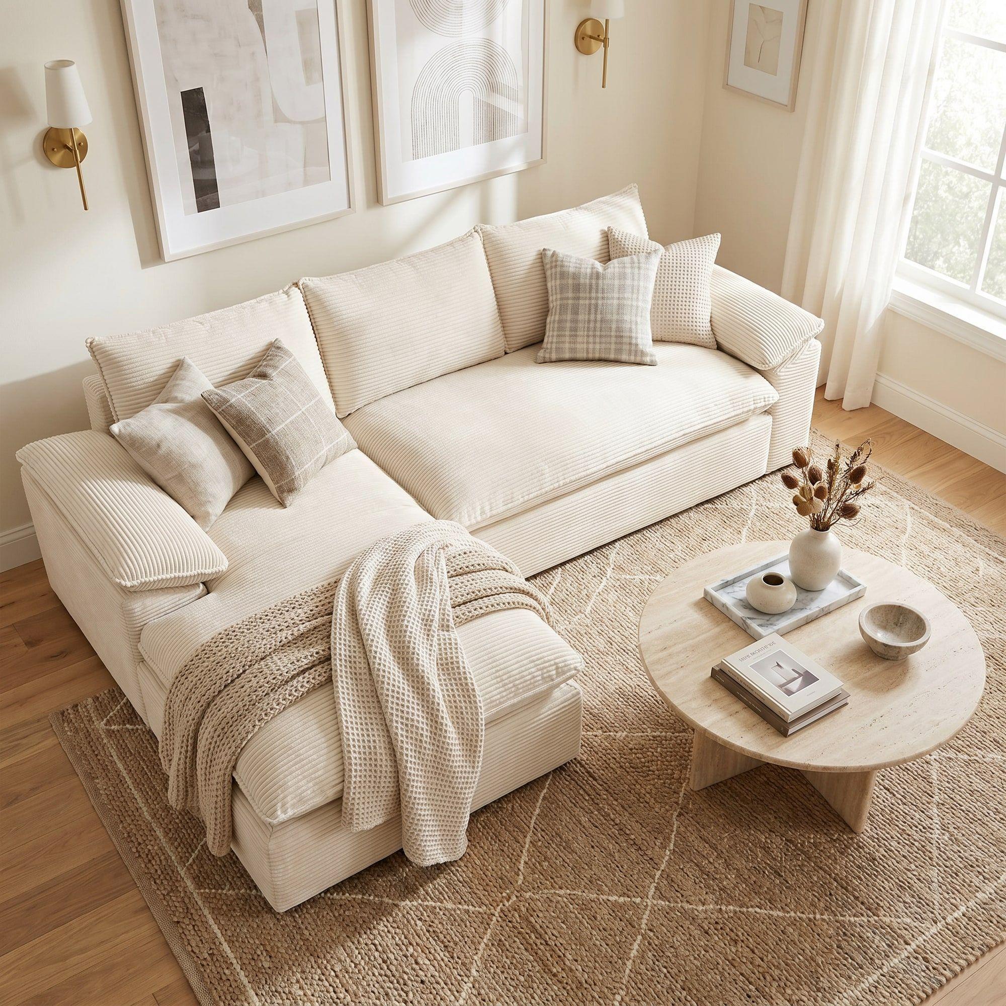Sofá Seccional Izquierdo Luciano Resorte Independiente Beige Rayado-7