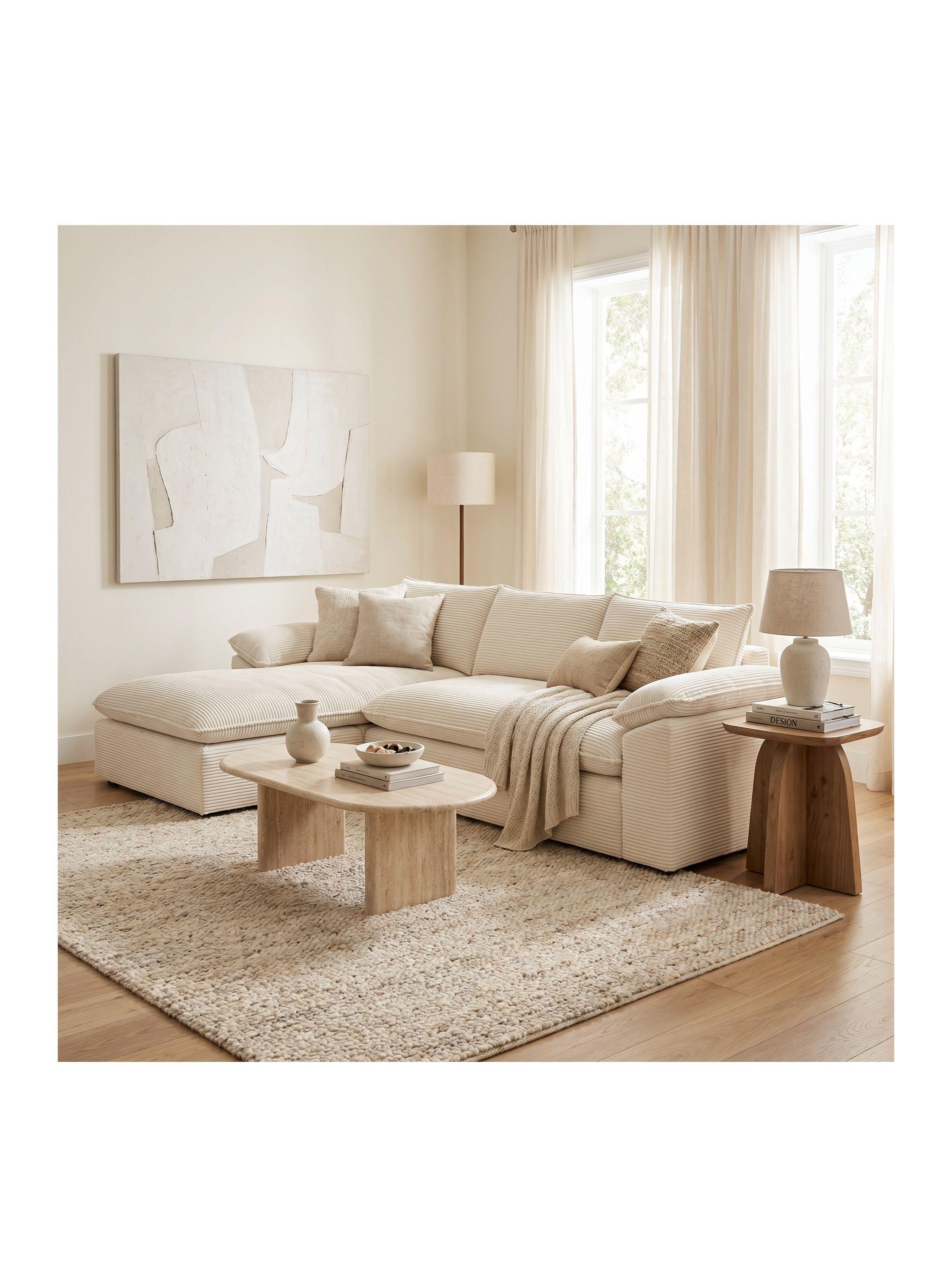 Sofá Seccional Izquierdo Luciano Resorte Independiente Beige Rayado-4
