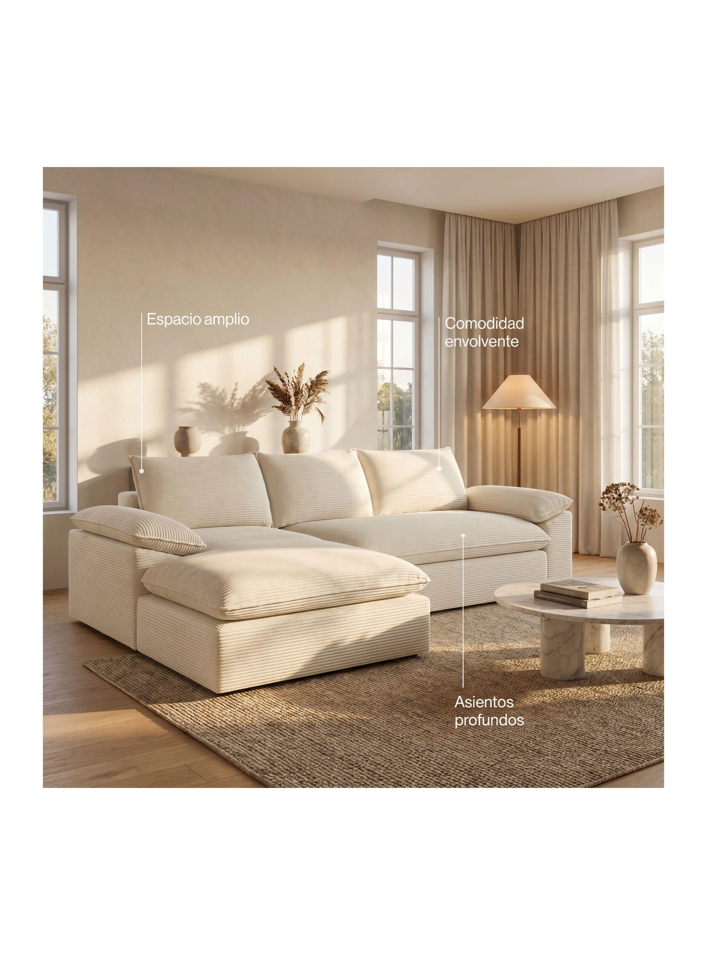 Sofá Seccional Izquierdo Luciano Resorte Independiente Beige Rayado-6