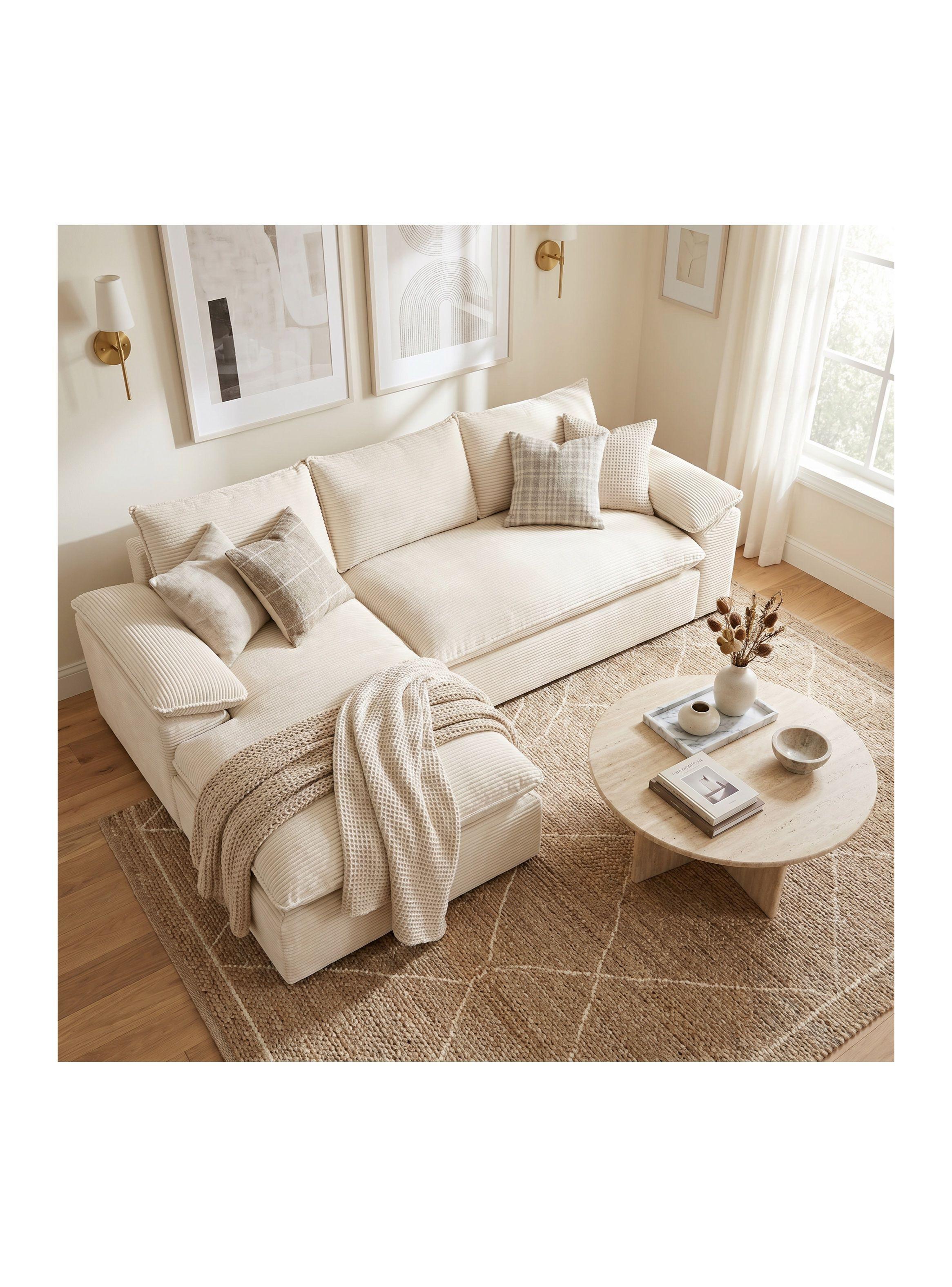 Sofá Seccional Izquierdo Luciano Resorte Independiente Beige Rayado-7