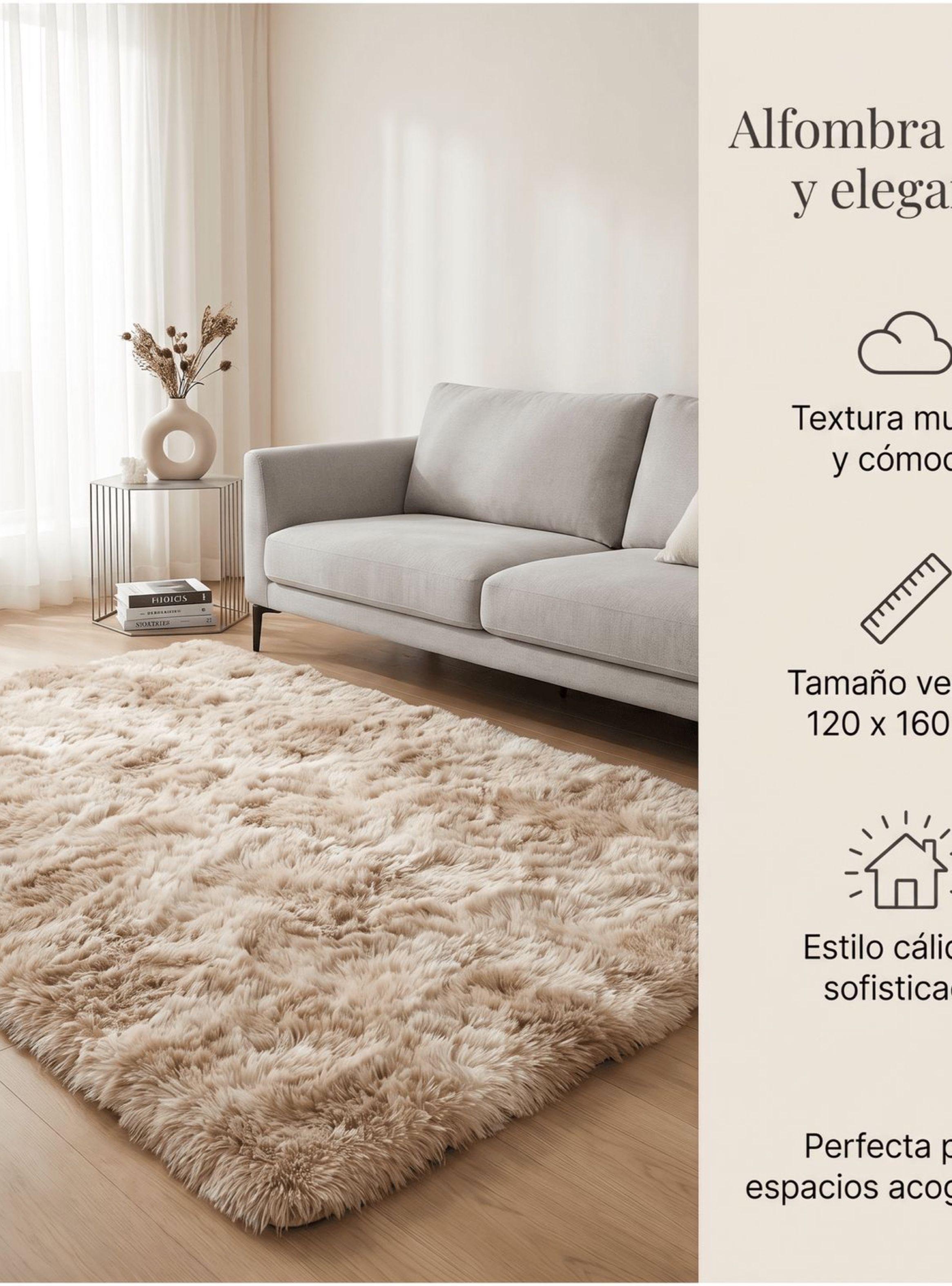 Alfombra 120x160cm Peluda Super Suave para living homer design 120x160cm caqui-1