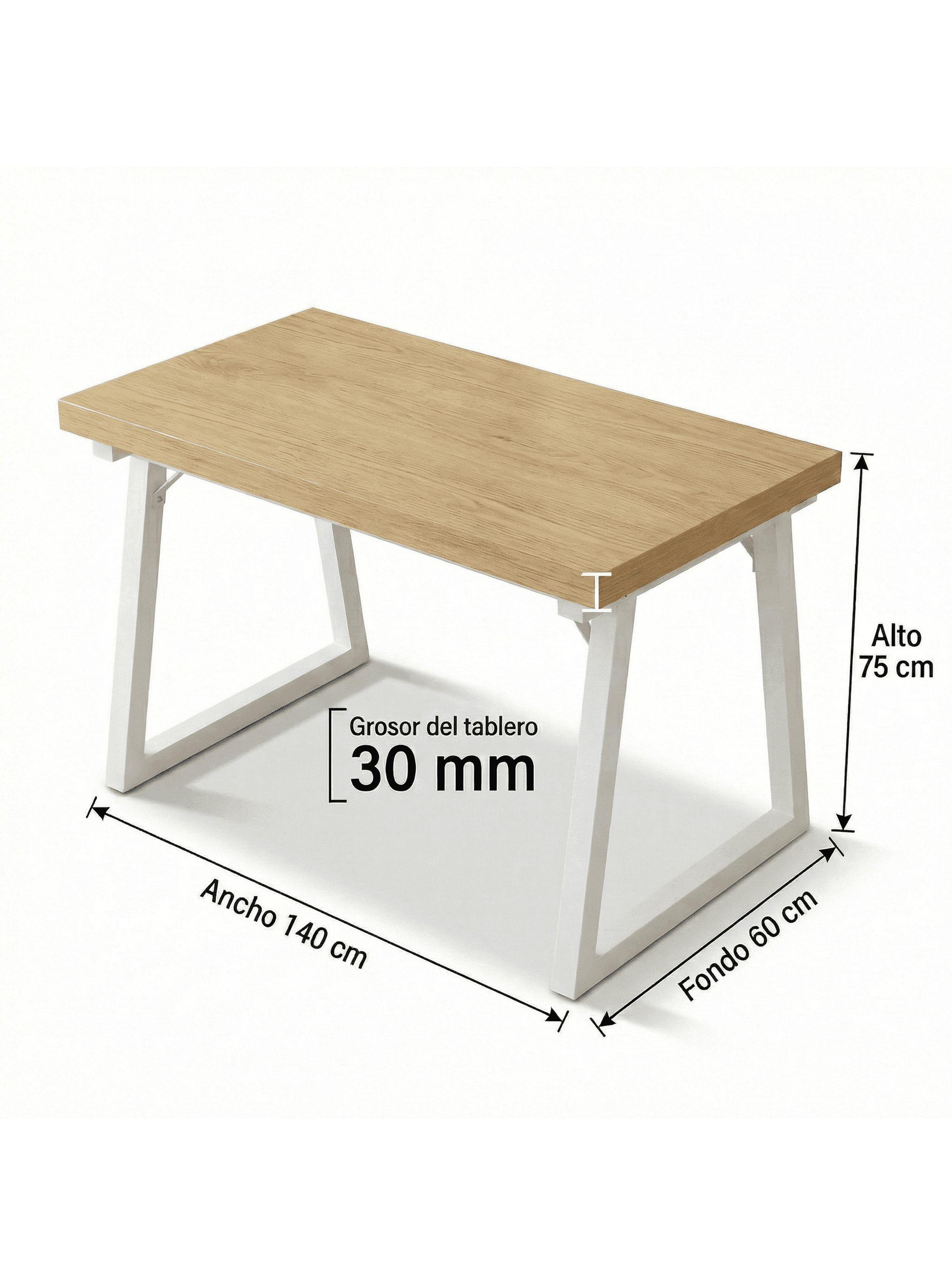 Escritorio Pata Metal Oficina 120x60x75cm Gruesa 30mm Marrón Claro-7