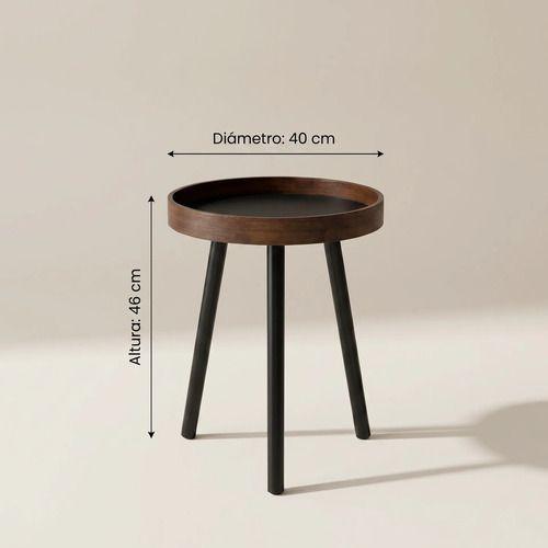 Mesa Lateral Homer Design Redonda Acero 40x45cm Melamina-2