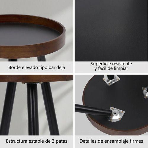 Mesa Lateral Homer Design Redonda Acero 40x45cm Melamina-3