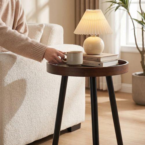 Mesa Lateral Homer Design Redonda Acero 40x45cm Melamina-6