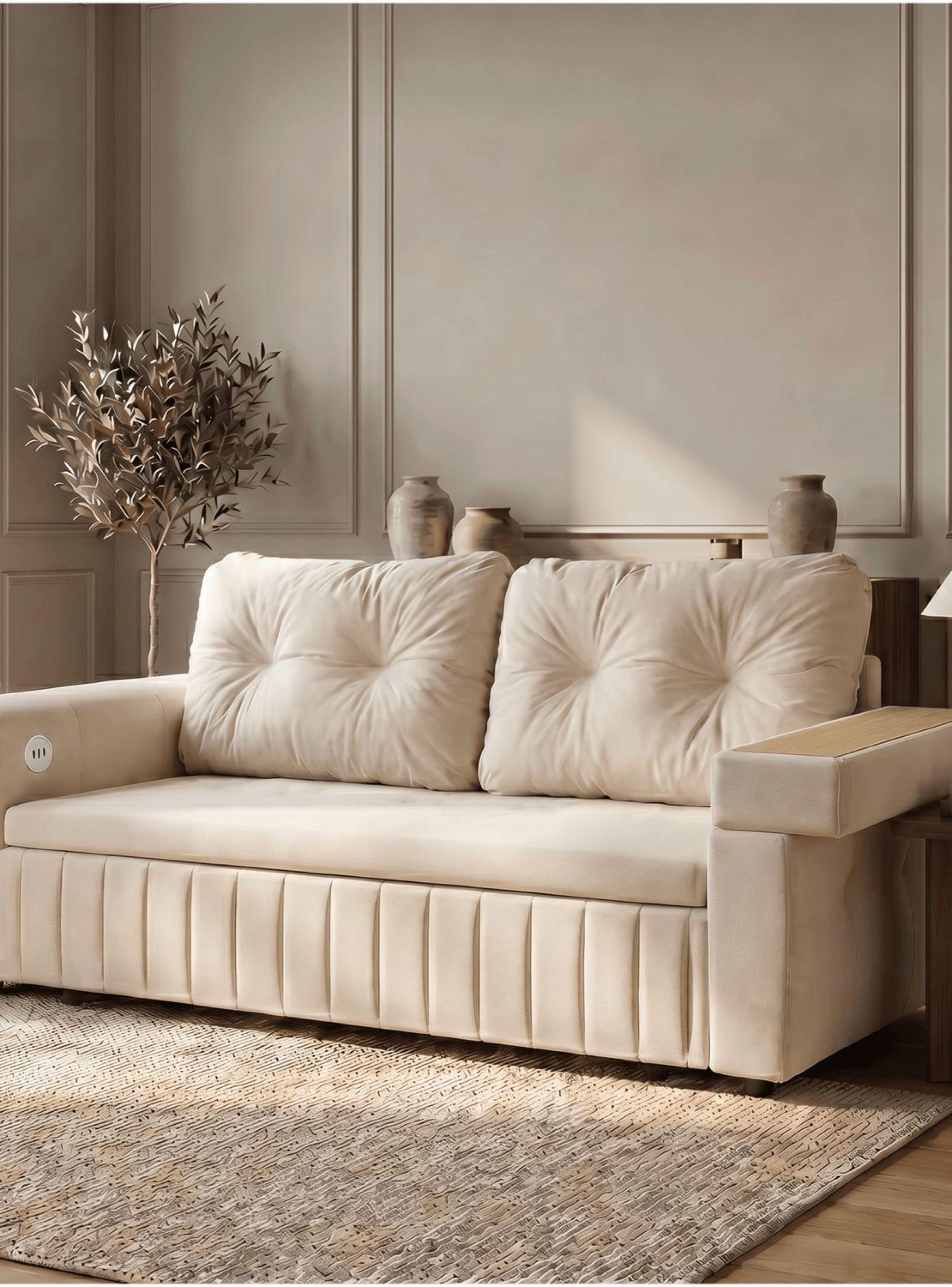 Sofa Cama 3 Cuerpo Alcenamiento Cama 2 Plazas Con Cargador SFCM202509 BLANCO-1
