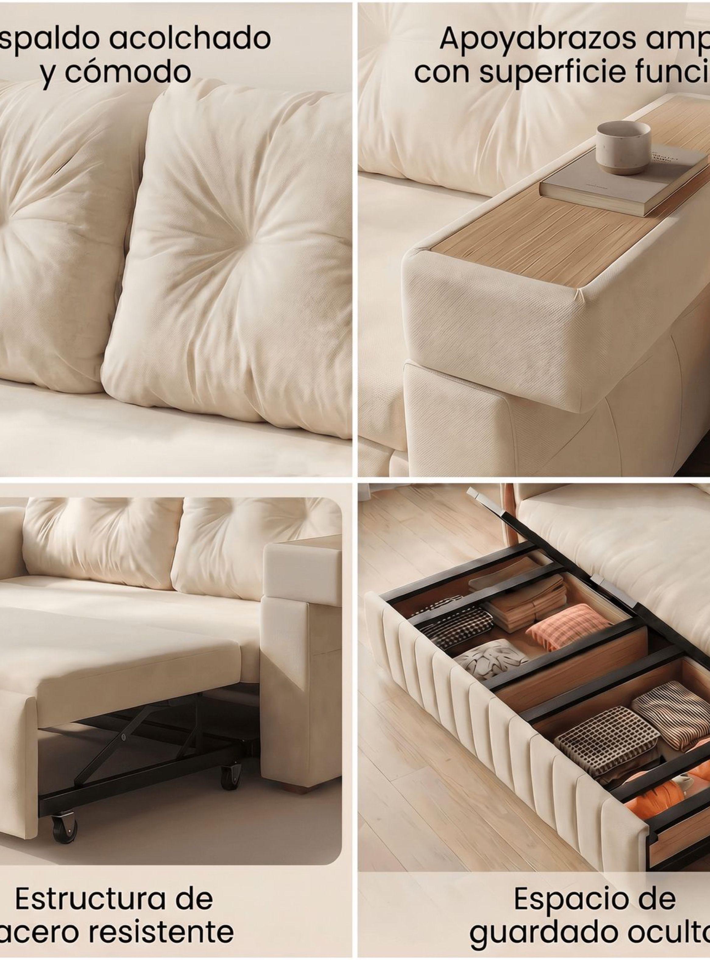 Sofa Cama 3 Cuerpo Alcenamiento Cama 2 Plazas Con Cargador SFCM202509 BLANCO-4