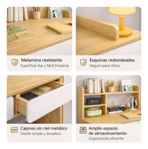 Escritorio Con Cajones Estanteria Para Libros Y Organizador Yn041-2
