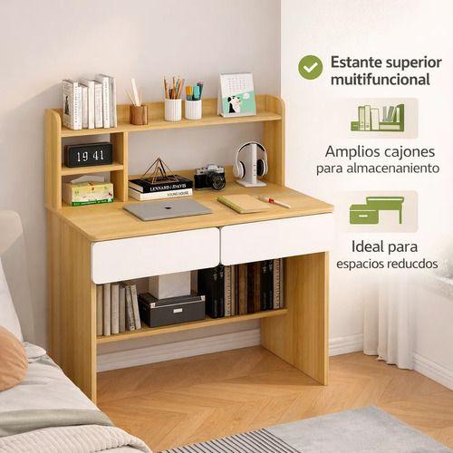 Escritorio Con Cajones Estanteria Para Libros Y Organizador Yn041-3