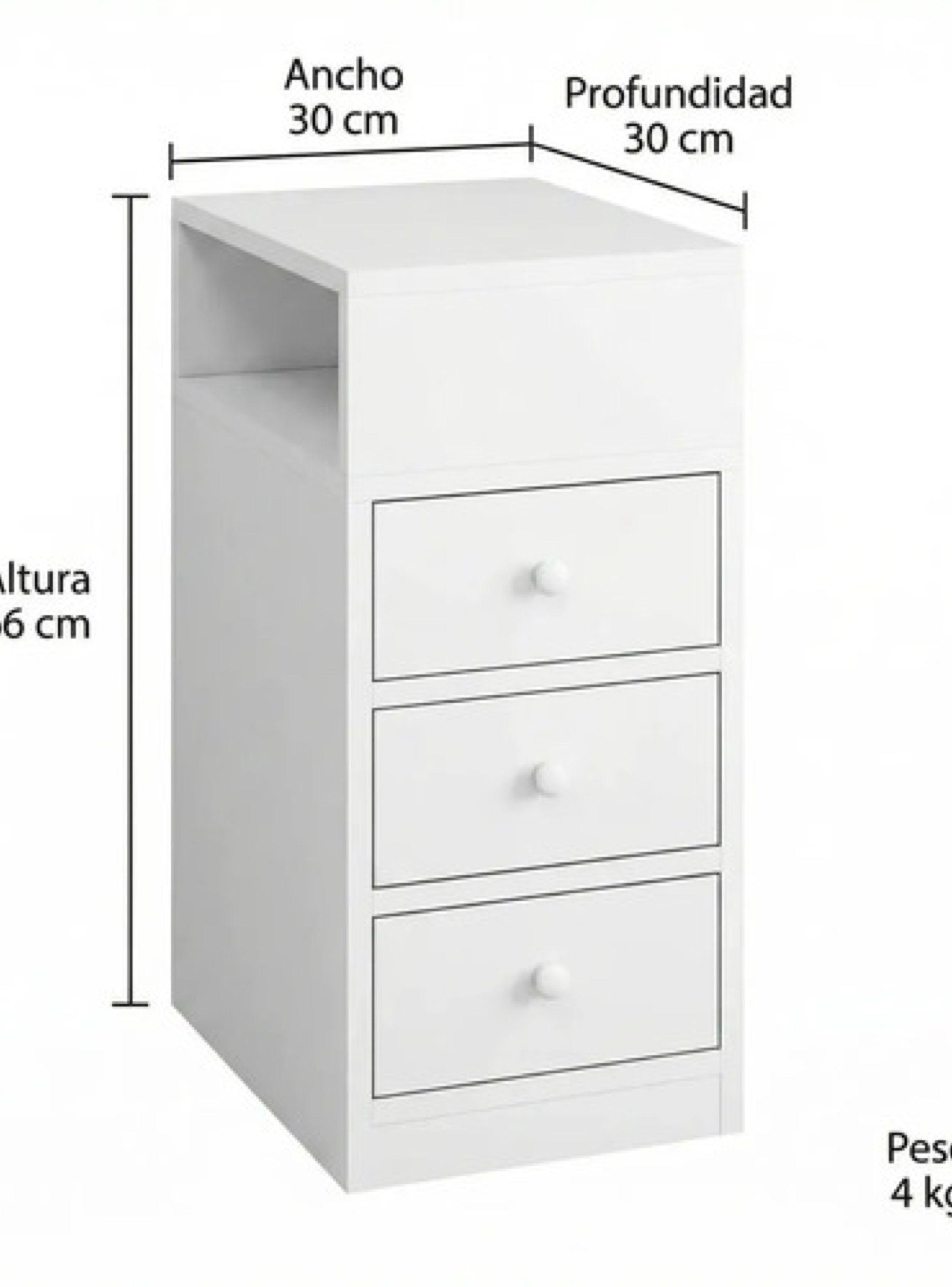 Velador Angosto Con Cajones Bicolor Homer Design 30*30*66cm-3