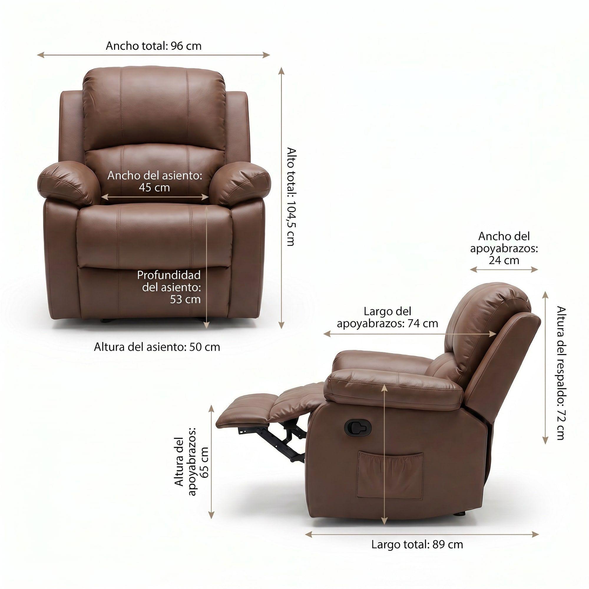 Berger Reclinable Homer Masaje + Reclinable + Calefaccion Marrón-2