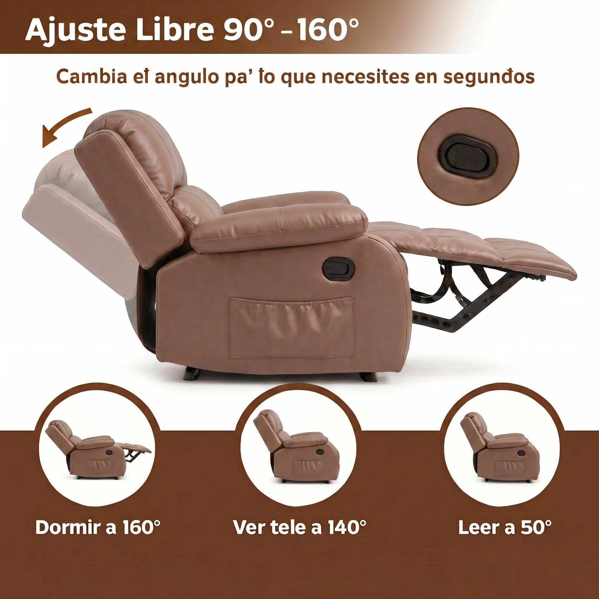 Berger Reclinable Homer Masaje + Reclinable + Calefaccion Marrón-4