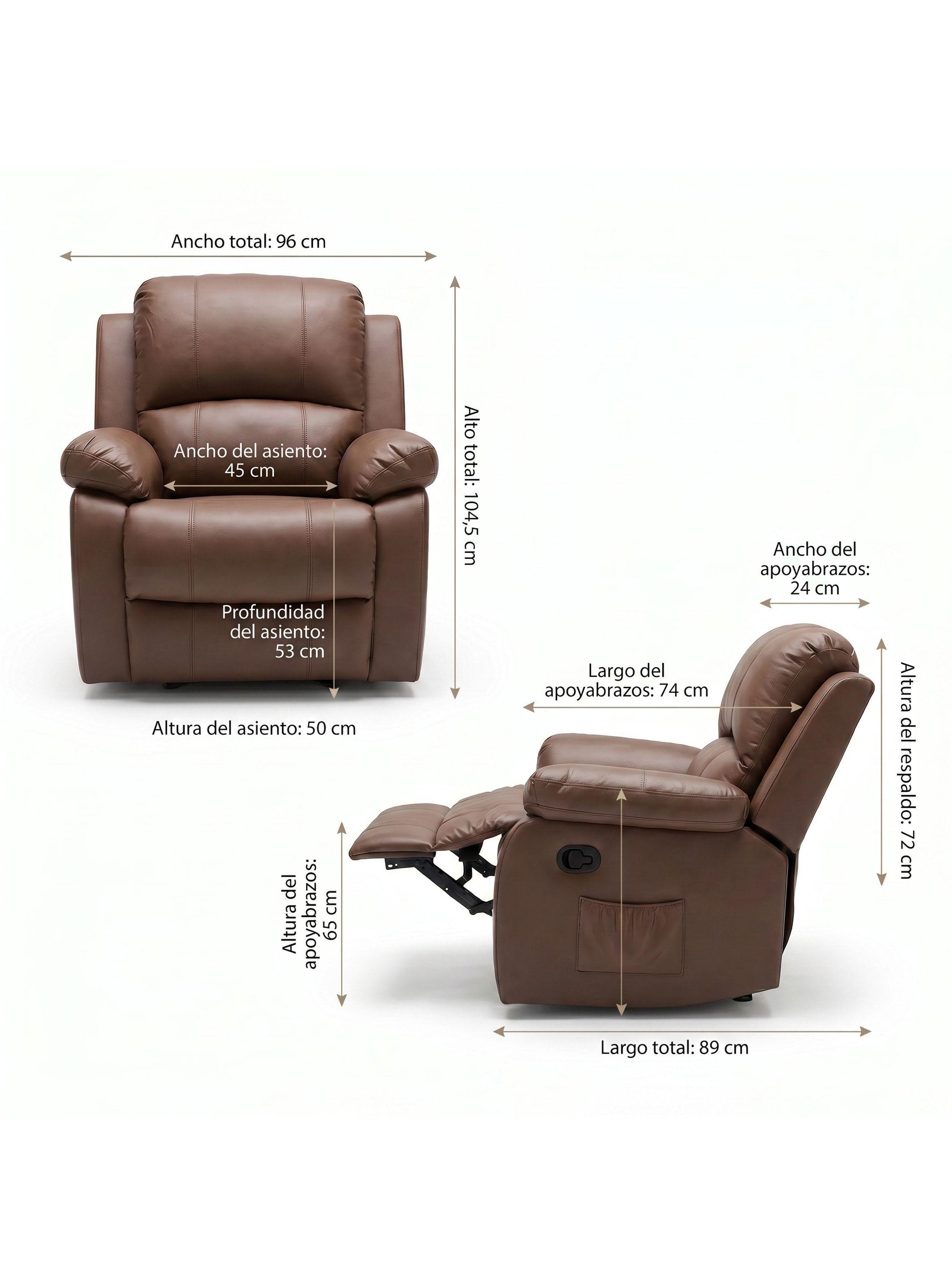 Berger Reclinable Homer Masaje + Reclinable + Calefaccion Marrón-2