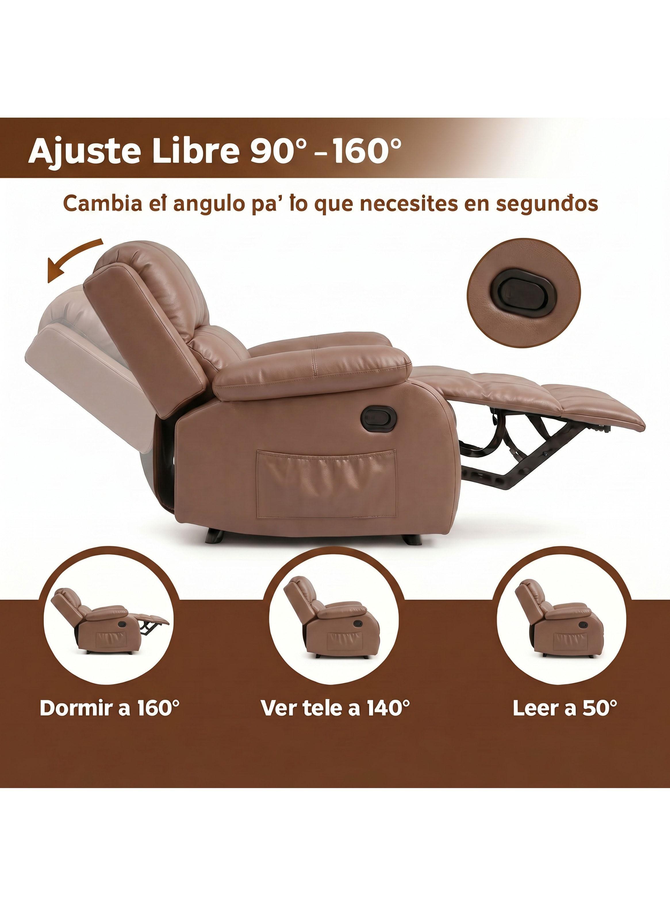 Berger Reclinable Homer Masaje + Reclinable + Calefaccion Marrón-4