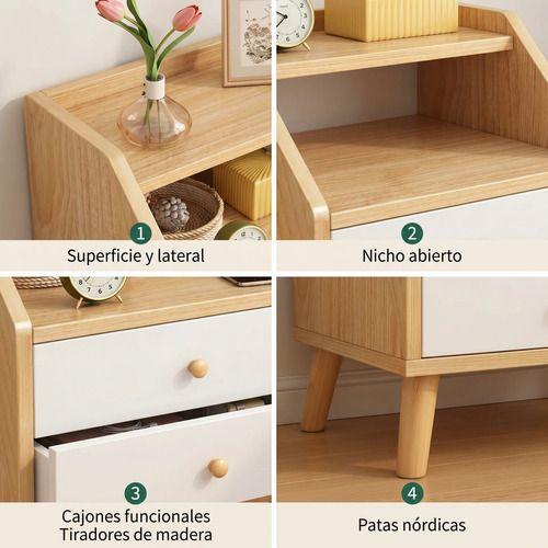 Velador 2 Niveles Con Cajones Homer Design 40*30*53 Marrón Mate-3