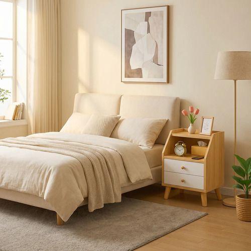 Velador 2 Niveles Con Cajones Homer Design 40*30*53 Marrón Mate-6